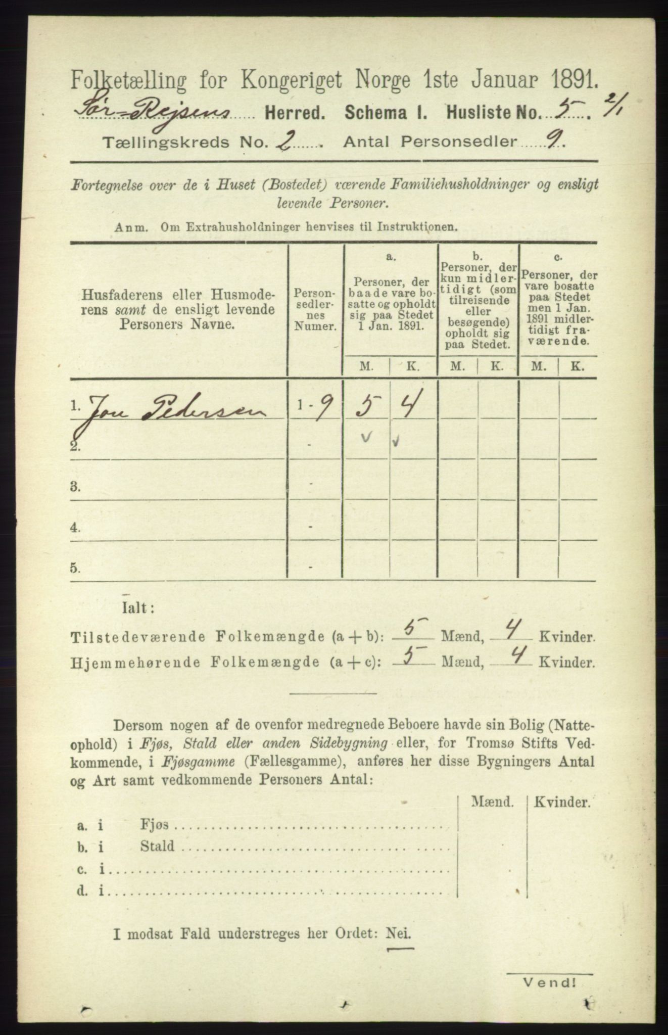 RA, 1891 census for 1925 Sørreisa, 1891, p. 343