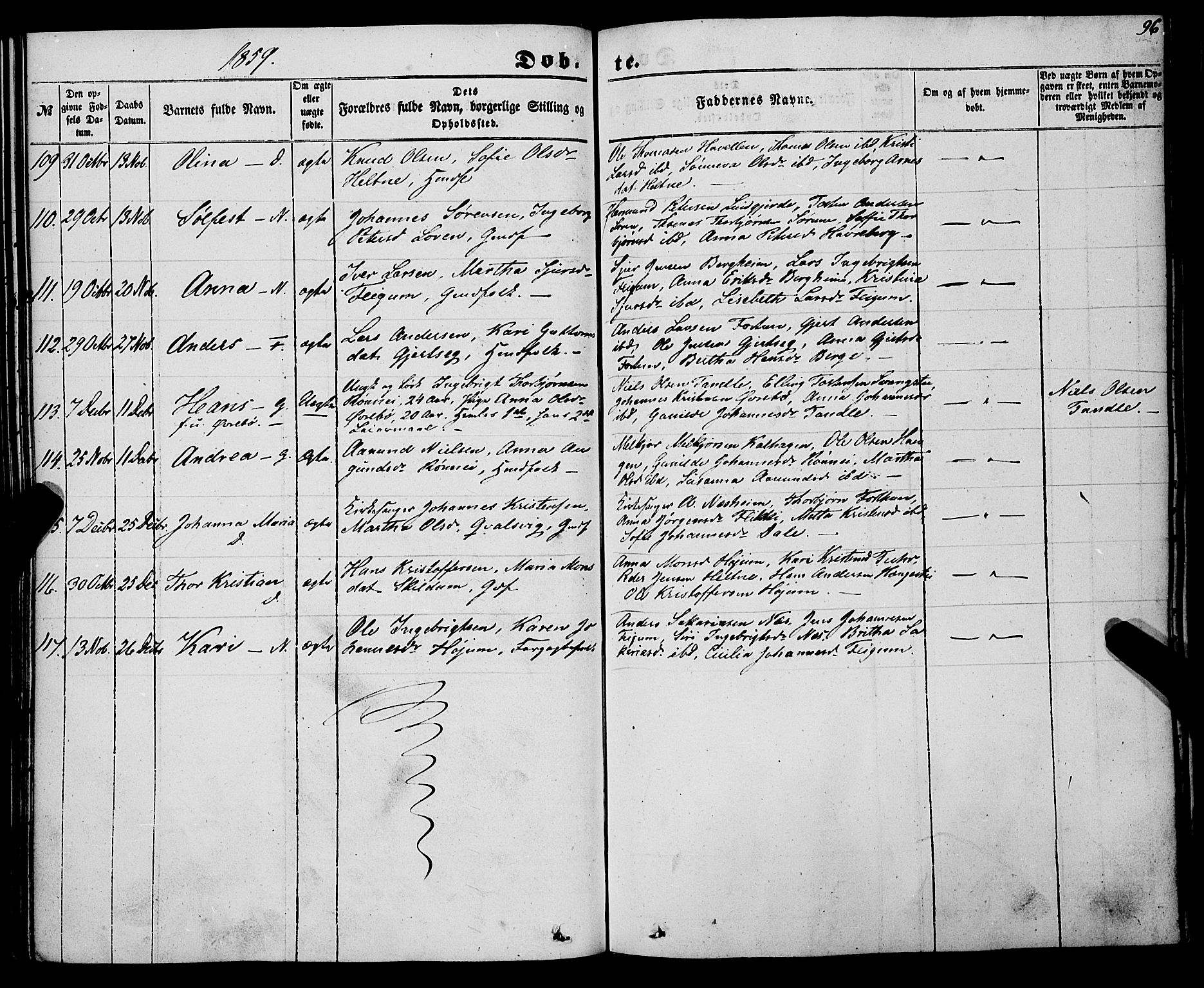 Luster sokneprestembete, SAB/A-81101/H/Haa/Haaa/L0007: Parish register (official) no. A 7, 1849-1859, p. 96