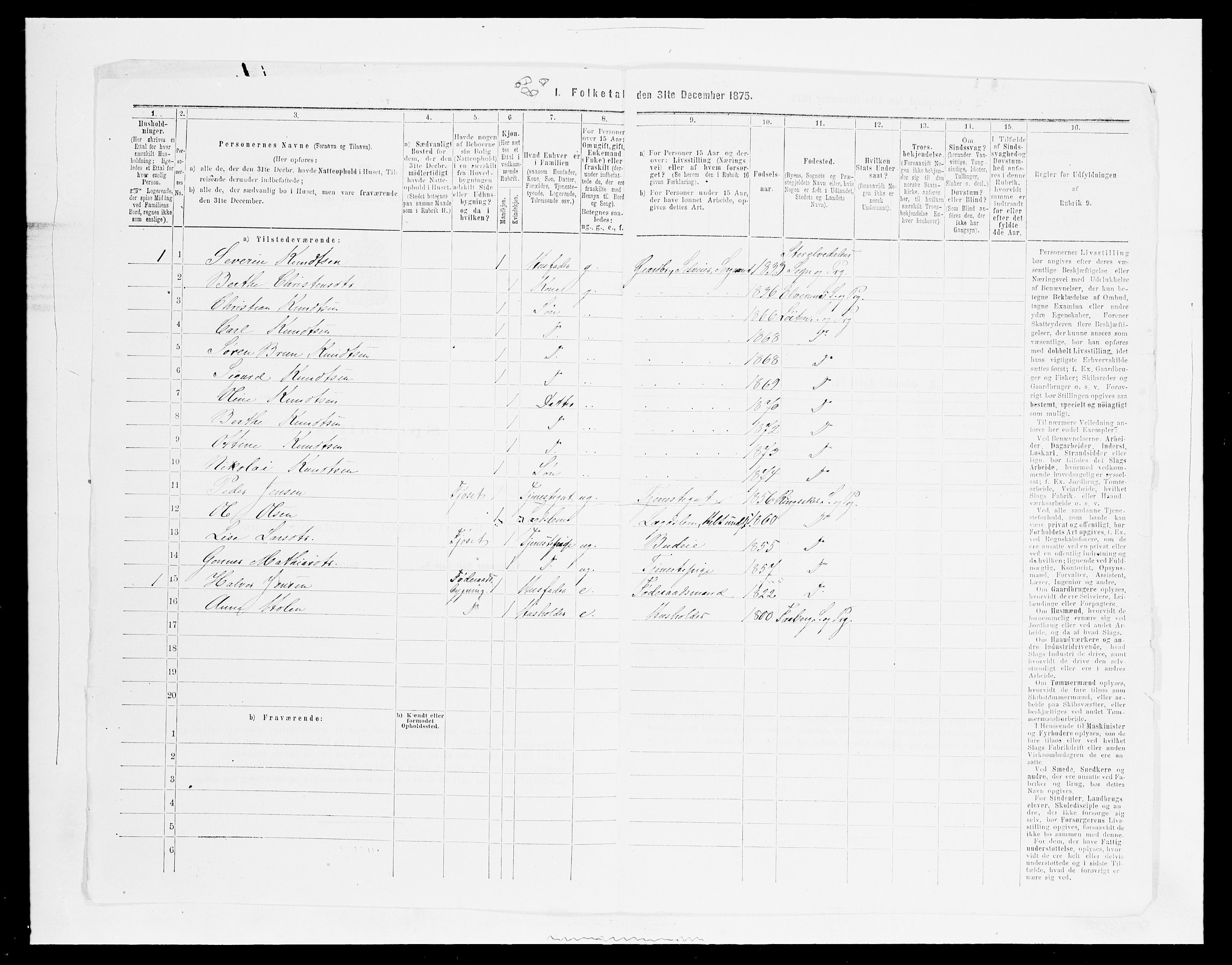 SAH, 1875 census for 0412P Ringsaker, 1875, p. 613