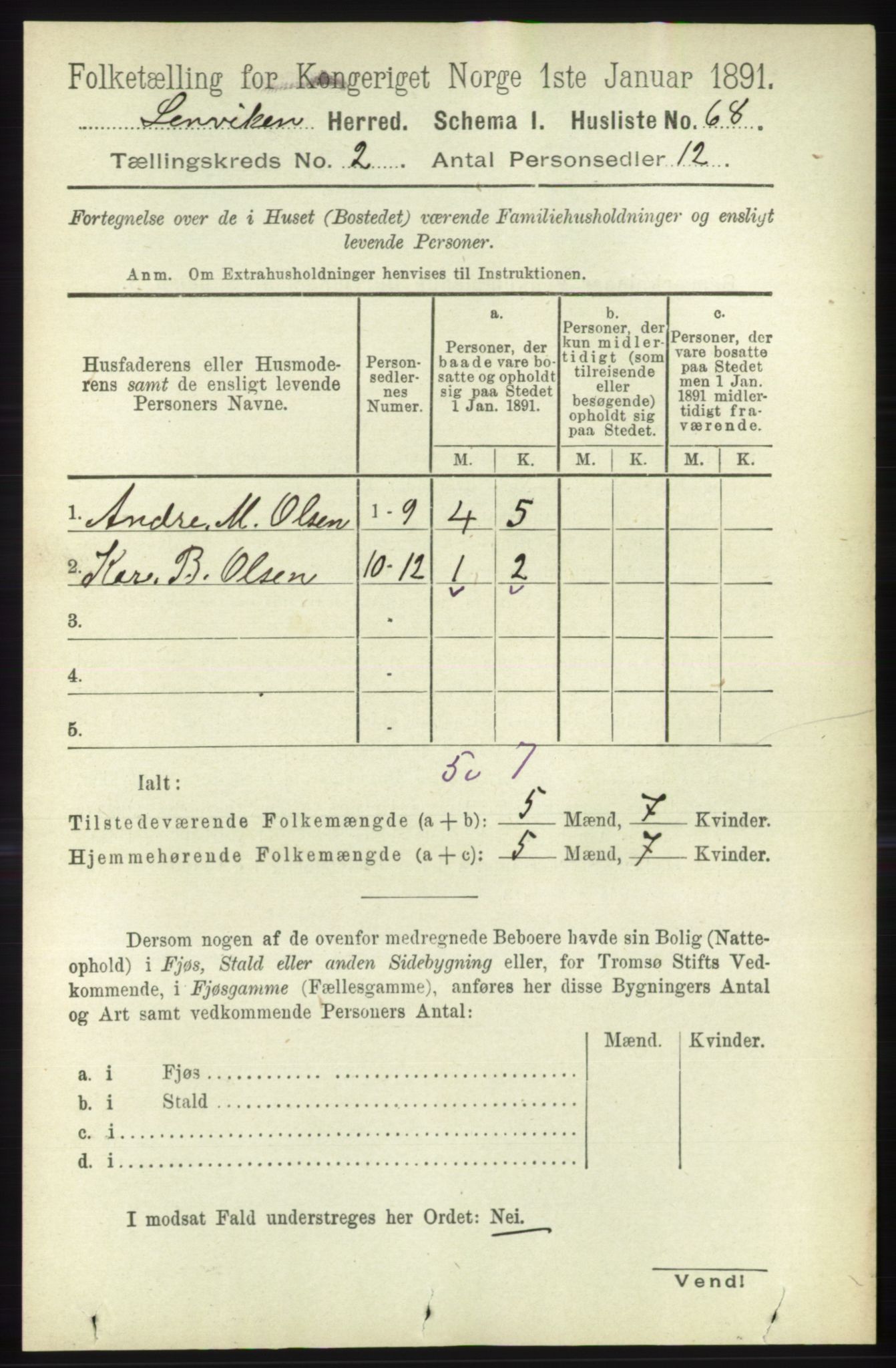 RA, 1891 census for 1931 Lenvik, 1891, p. 770