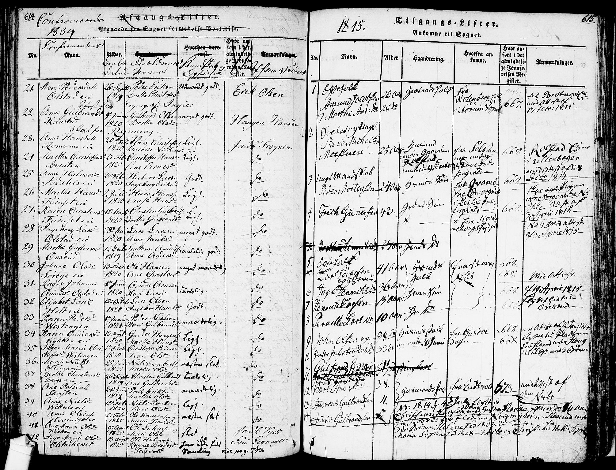 Ullensaker prestekontor Kirkebøker, SAO/A-10236a/F/Fa/L0013: Parish register (official) no. I 13, 1815-1835, p. 614