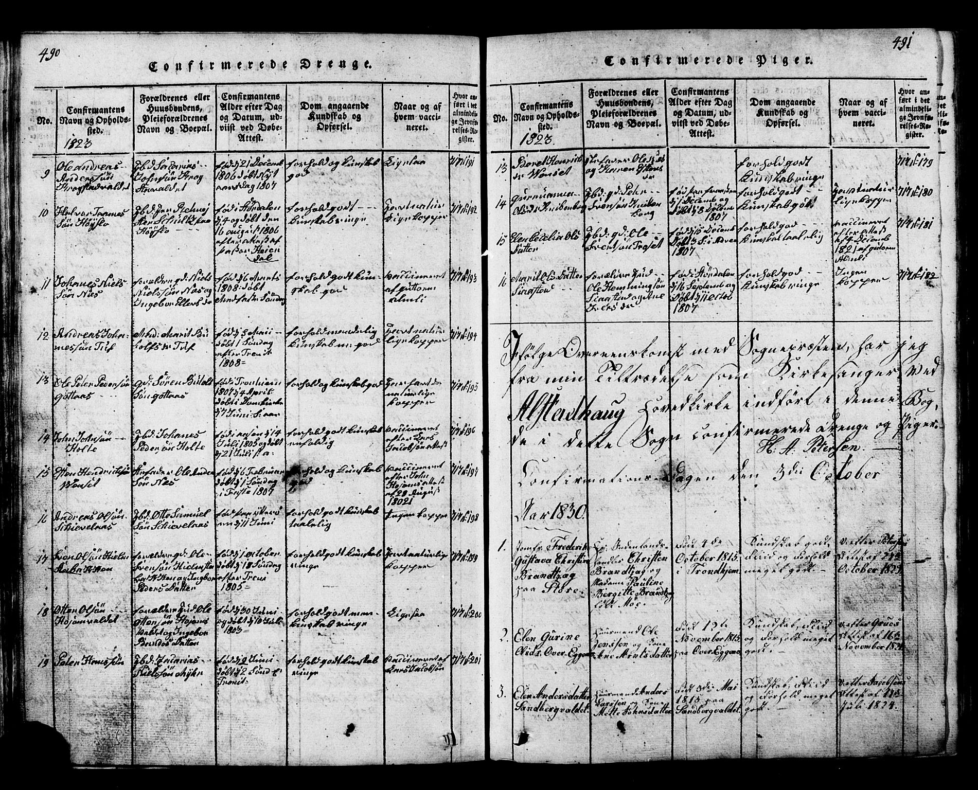 Ministerialprotokoller, klokkerbøker og fødselsregistre - Nord-Trøndelag, SAT/A-1458/717/L0169: Parish register (copy) no. 717C01, 1816-1834, p. 490-491