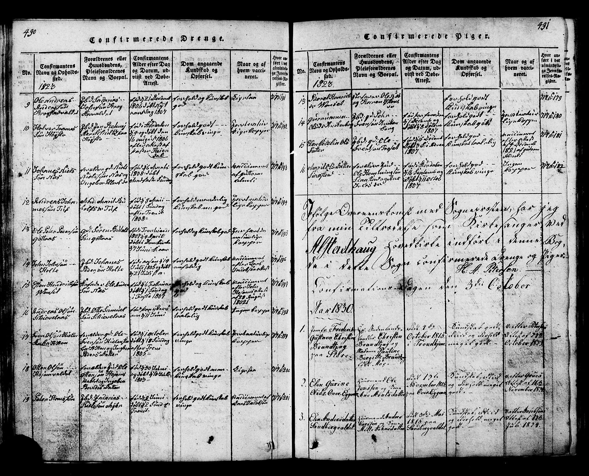 Ministerialprotokoller, klokkerbøker og fødselsregistre - Nord-Trøndelag, AV/SAT-A-1458/717/L0169: Parish register (copy) no. 717C01, 1816-1834, p. 490-491