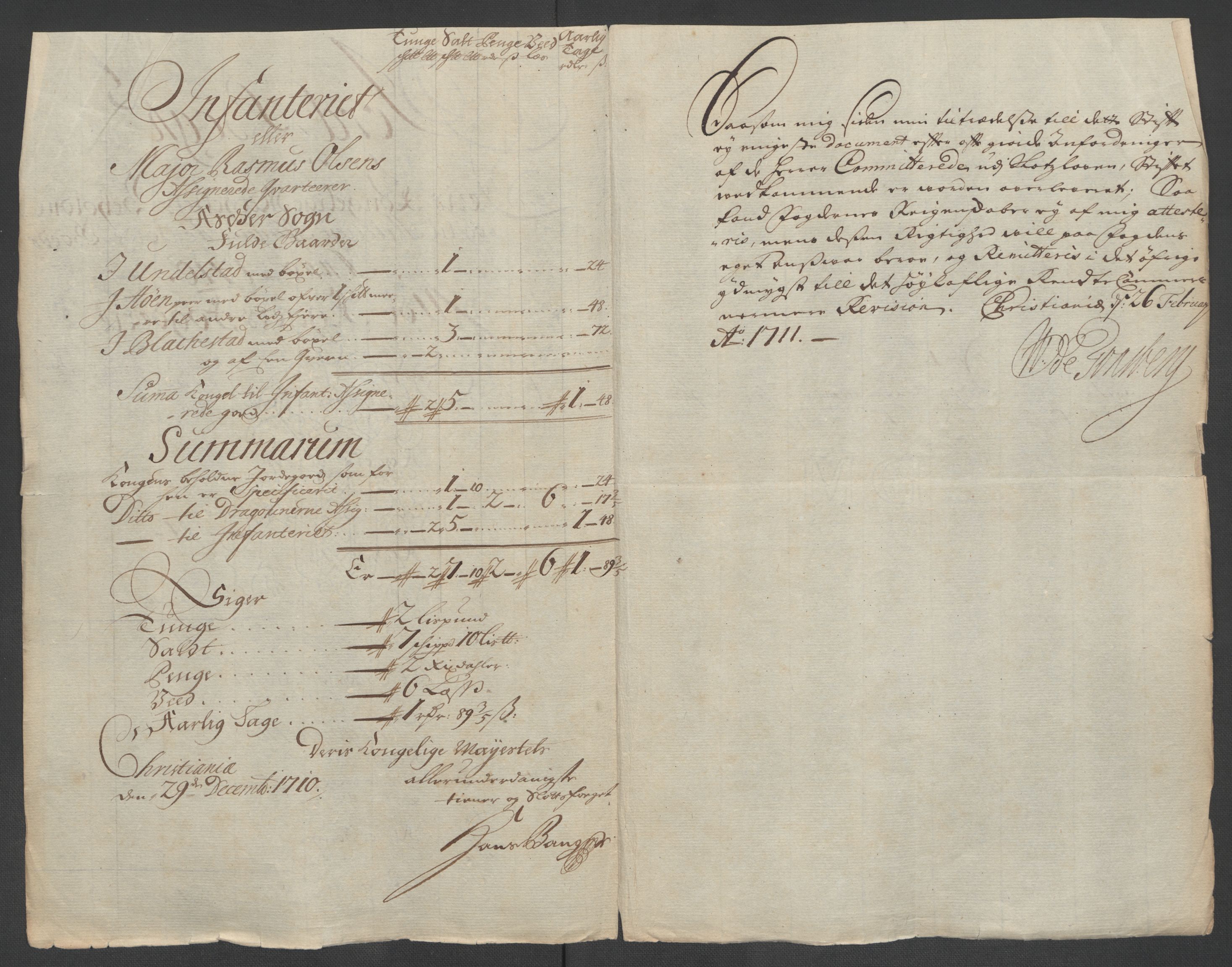 Rentekammeret inntil 1814, Reviderte regnskaper, Fogderegnskap, AV/RA-EA-4092/R10/L0448: Fogderegnskap Aker og Follo, 1710-1711, p. 28