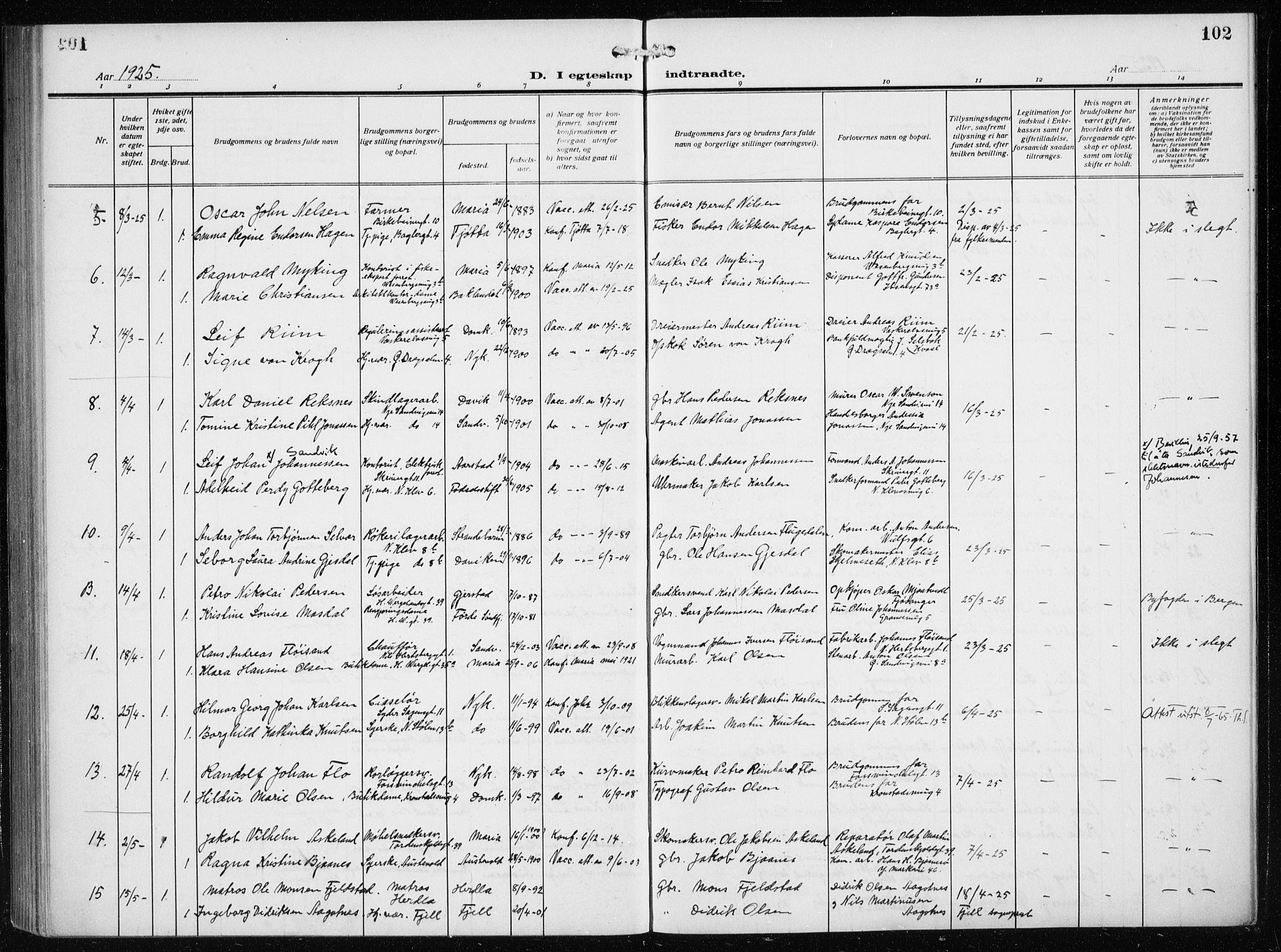 Mariakirken Sokneprestembete, SAB/A-76901/H/Haa/L0015: Parish register (official) no. C 3, 1913-1927, p. 102