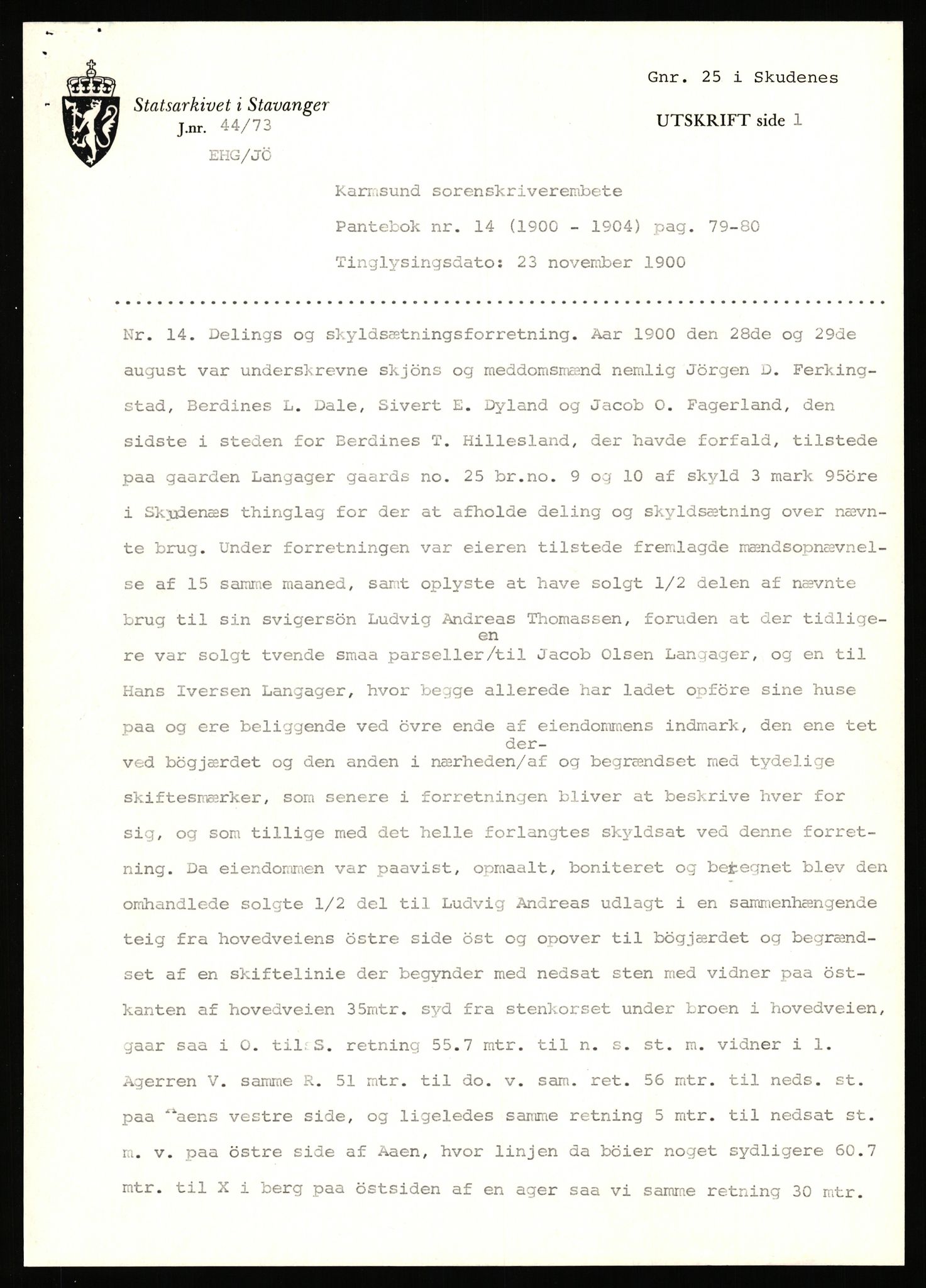 Statsarkivet i Stavanger, AV/SAST-A-101971/03/Y/Yj/L0052: Avskrifter sortert etter gårdsnavn: Landråk  - Leidland, 1750-1930, p. 240