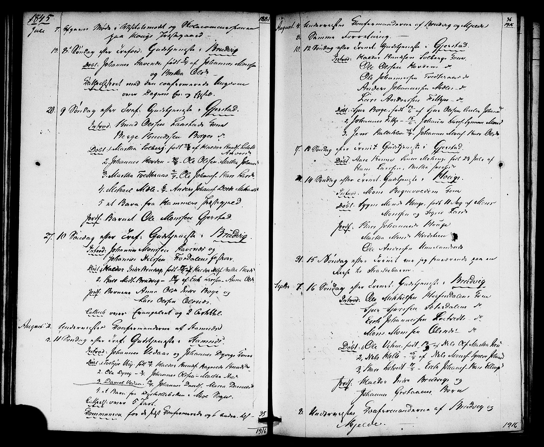 Haus sokneprestembete, SAB/A-75601: Curate's parish register no. A 2, 1841-1850, p. 36