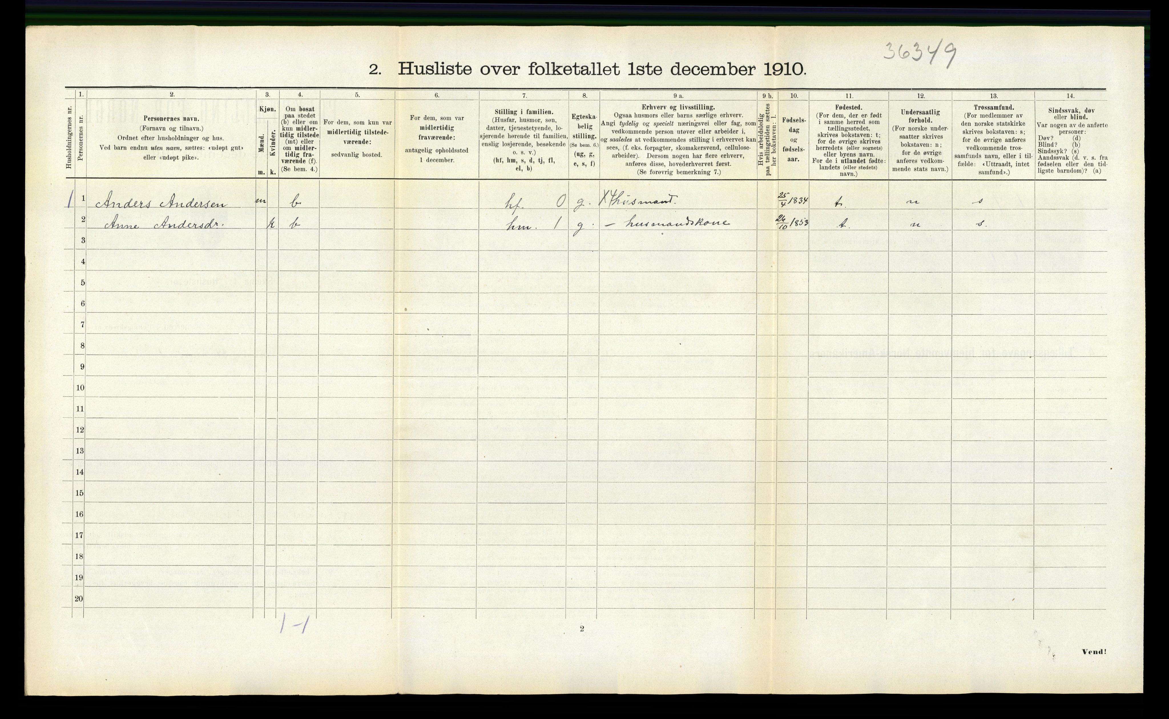 RA, 1910 census for Sparbu, 1910, p. 851