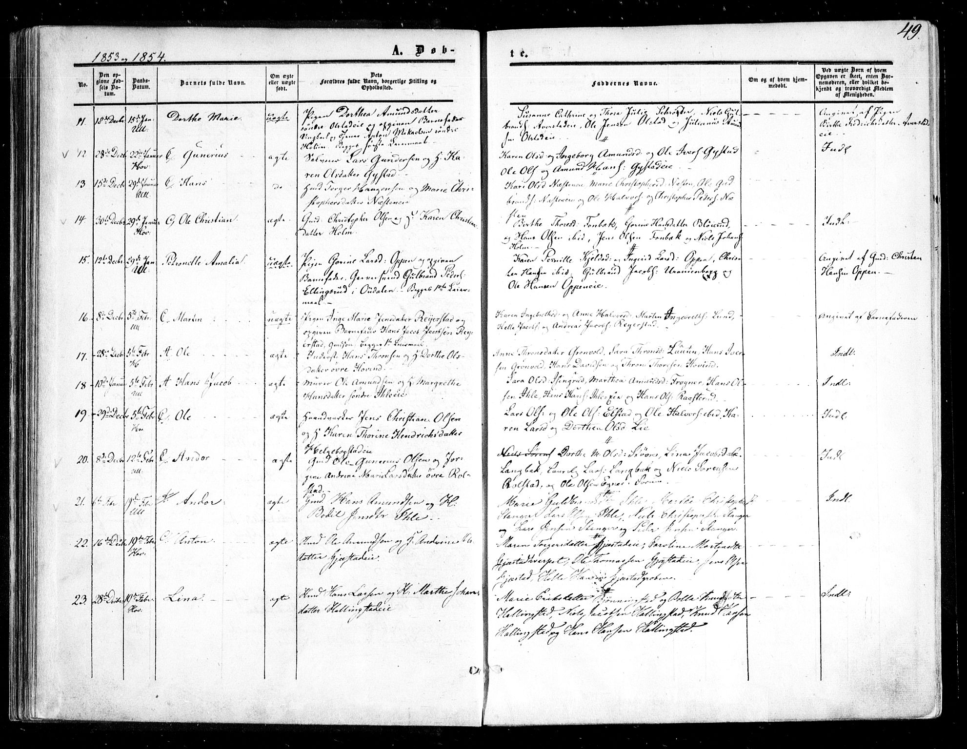 Ullensaker prestekontor Kirkebøker, SAO/A-10236a/F/Fa/L0015.a: Parish register (official) no. I 15A, 1851-1862, p. 49