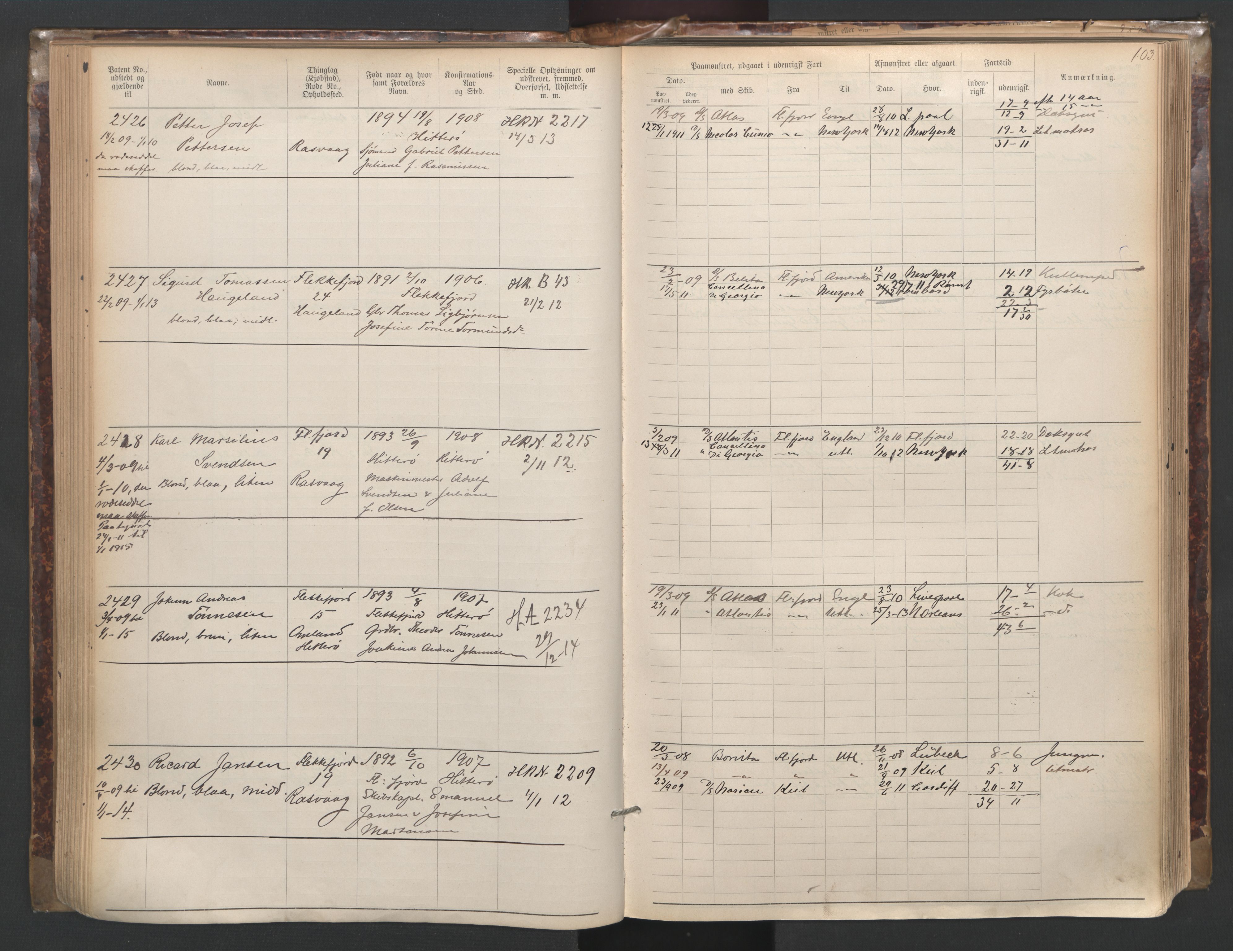 Flekkefjord mønstringskrets, SAK/2031-0018/F/Fa/L0003: Annotasjonsrulle nr 1921-2963 med register, N-3, 1892-1948, p. 134