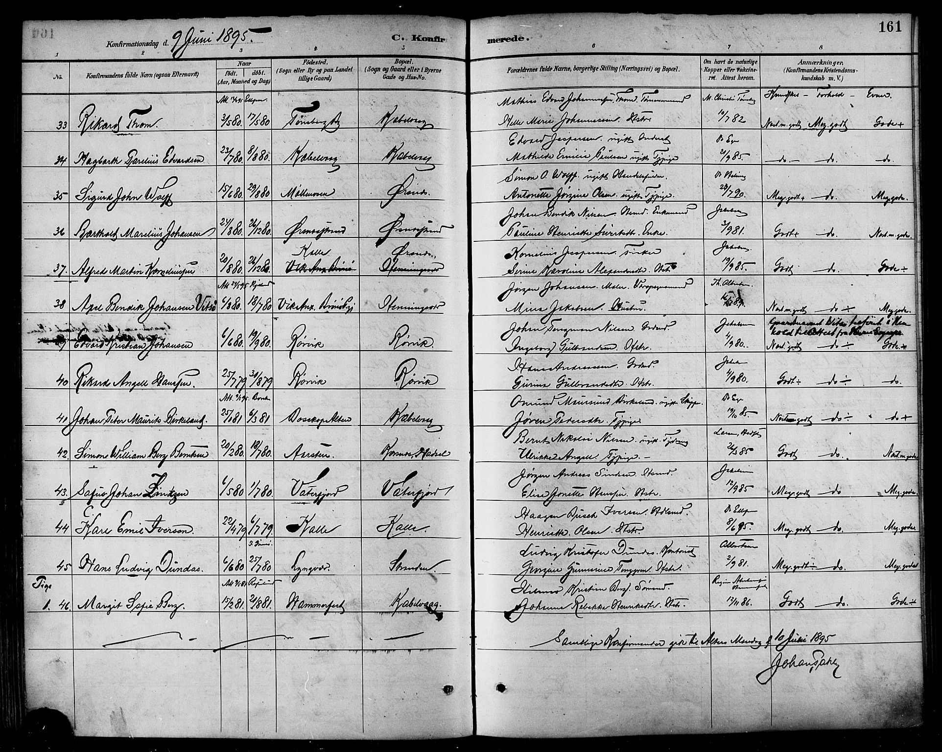 Ministerialprotokoller, klokkerbøker og fødselsregistre - Nordland, AV/SAT-A-1459/874/L1060: Parish register (official) no. 874A04, 1890-1899, p. 161