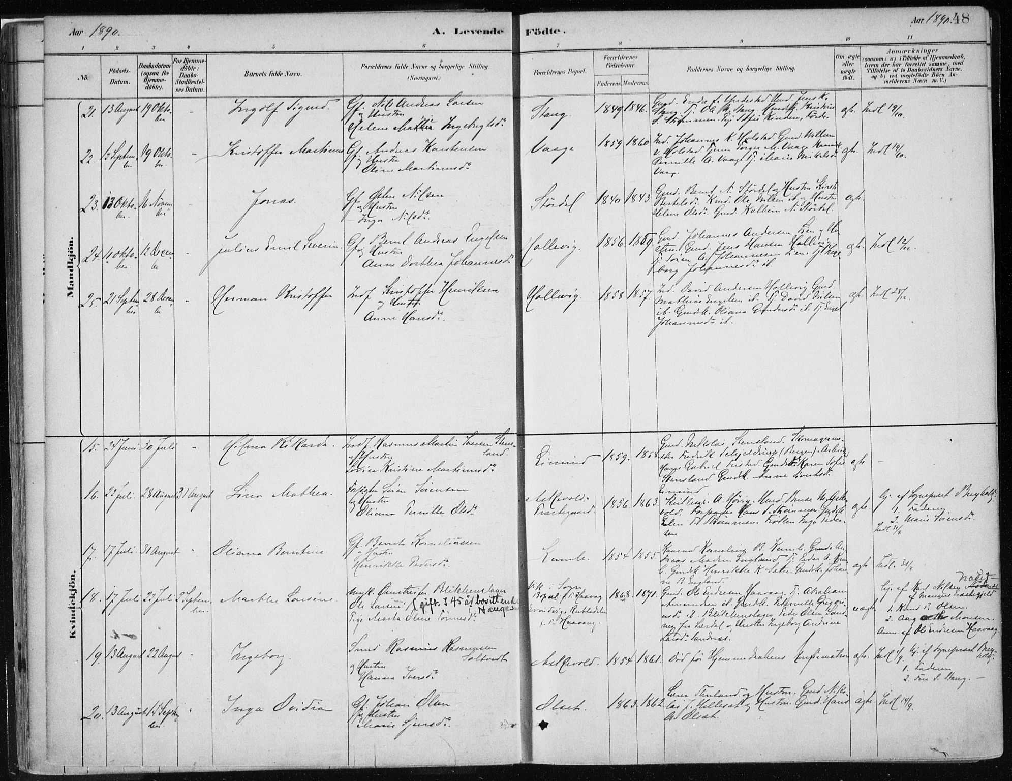 Askvoll sokneprestembete, AV/SAB-A-79501/H/Haa/Haab/L0002: Parish register (official) no. B 2, 1879-1909, p. 48