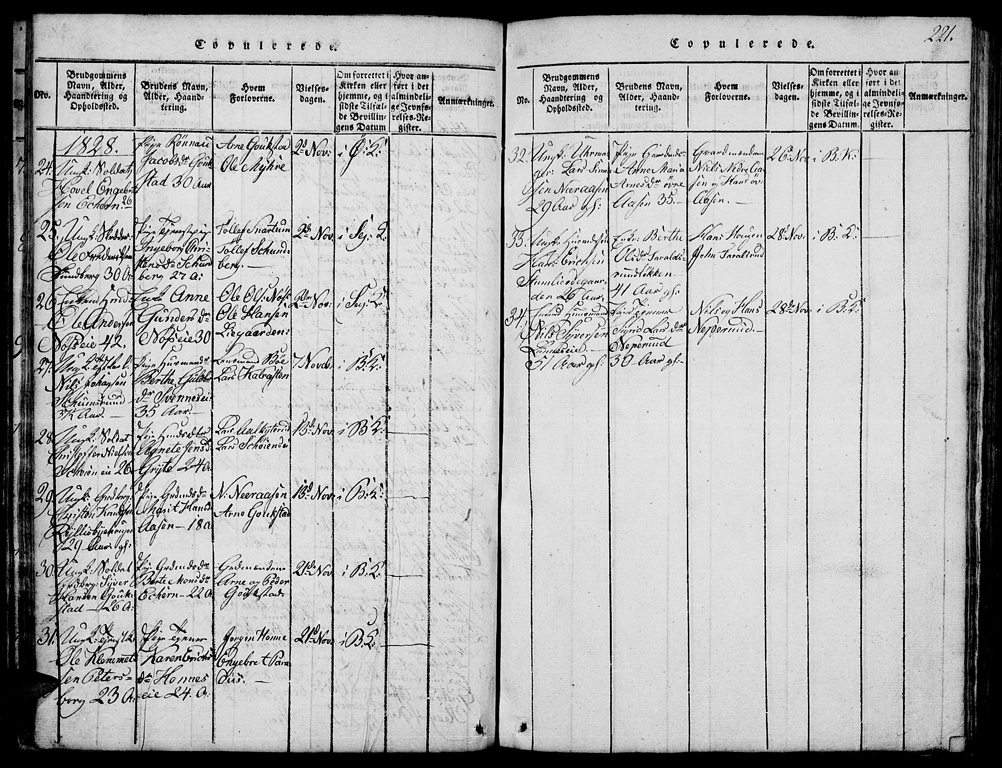 Biri prestekontor, SAH/PREST-096/H/Ha/Hab/L0001: Parish register (copy) no. 1, 1814-1828, p. 221