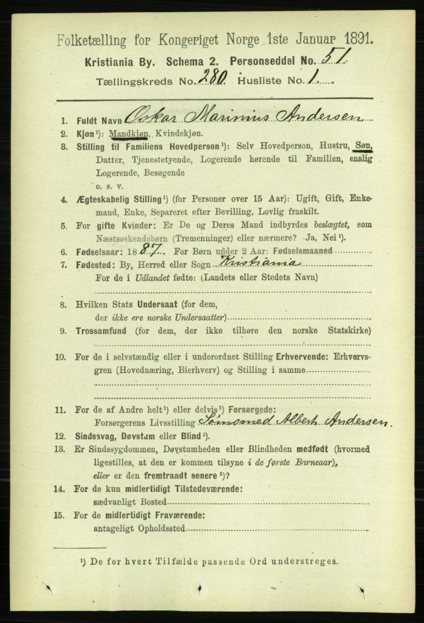 RA, 1891 census for 0301 Kristiania, 1891, p. 170072
