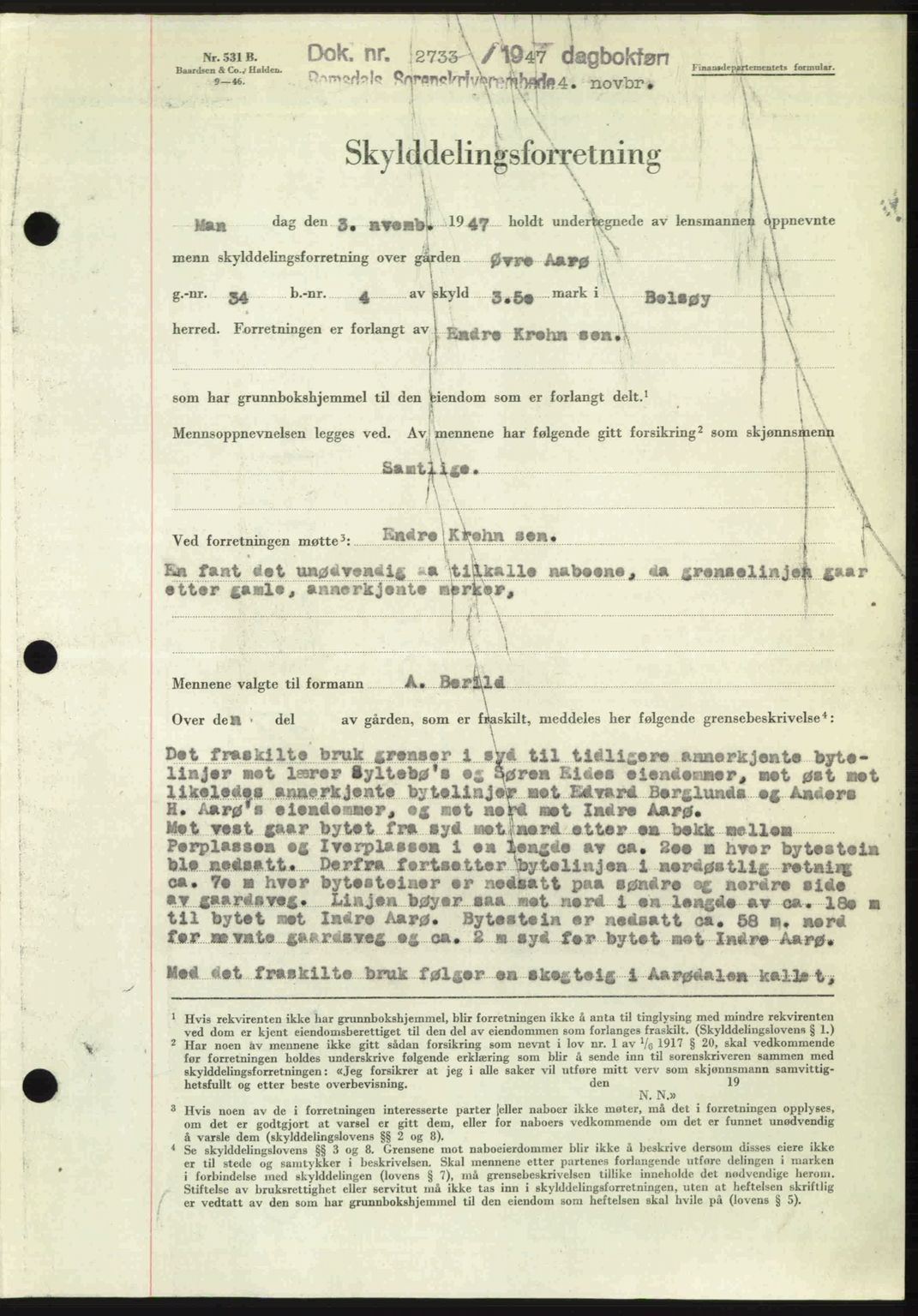 Romsdal sorenskriveri, SAT/A-4149/1/2/2C: Mortgage book no. A24, 1947-1947, Diary no: : 2733/1947