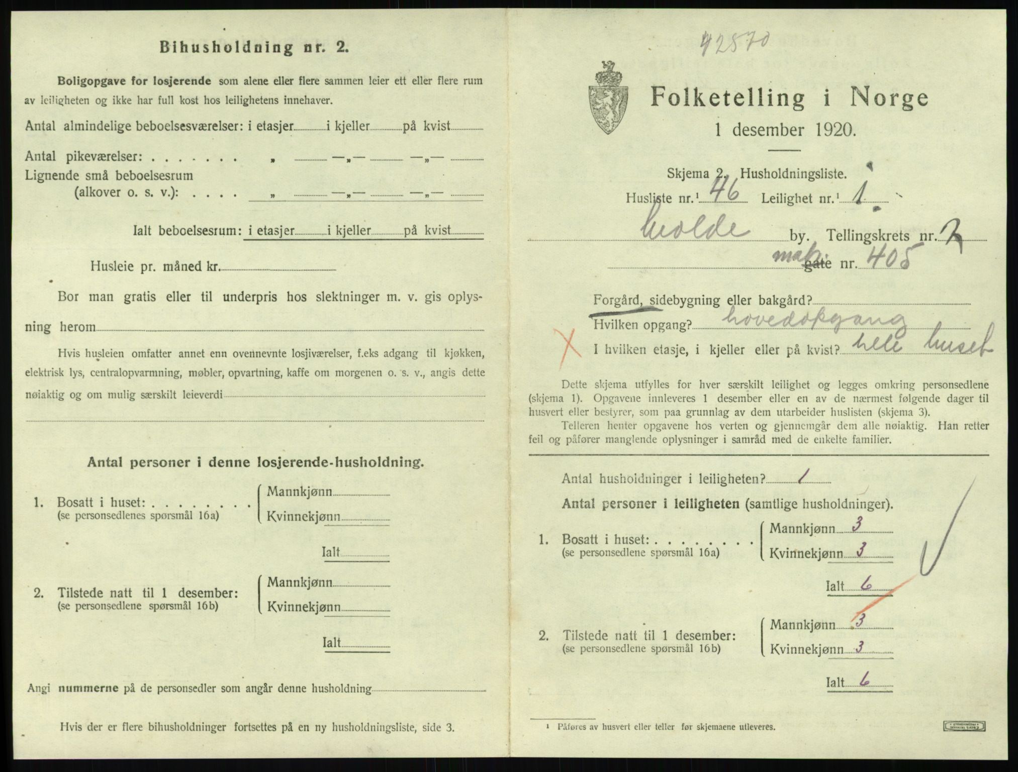 SAT, 1920 census for Molde, 1920, p. 1083