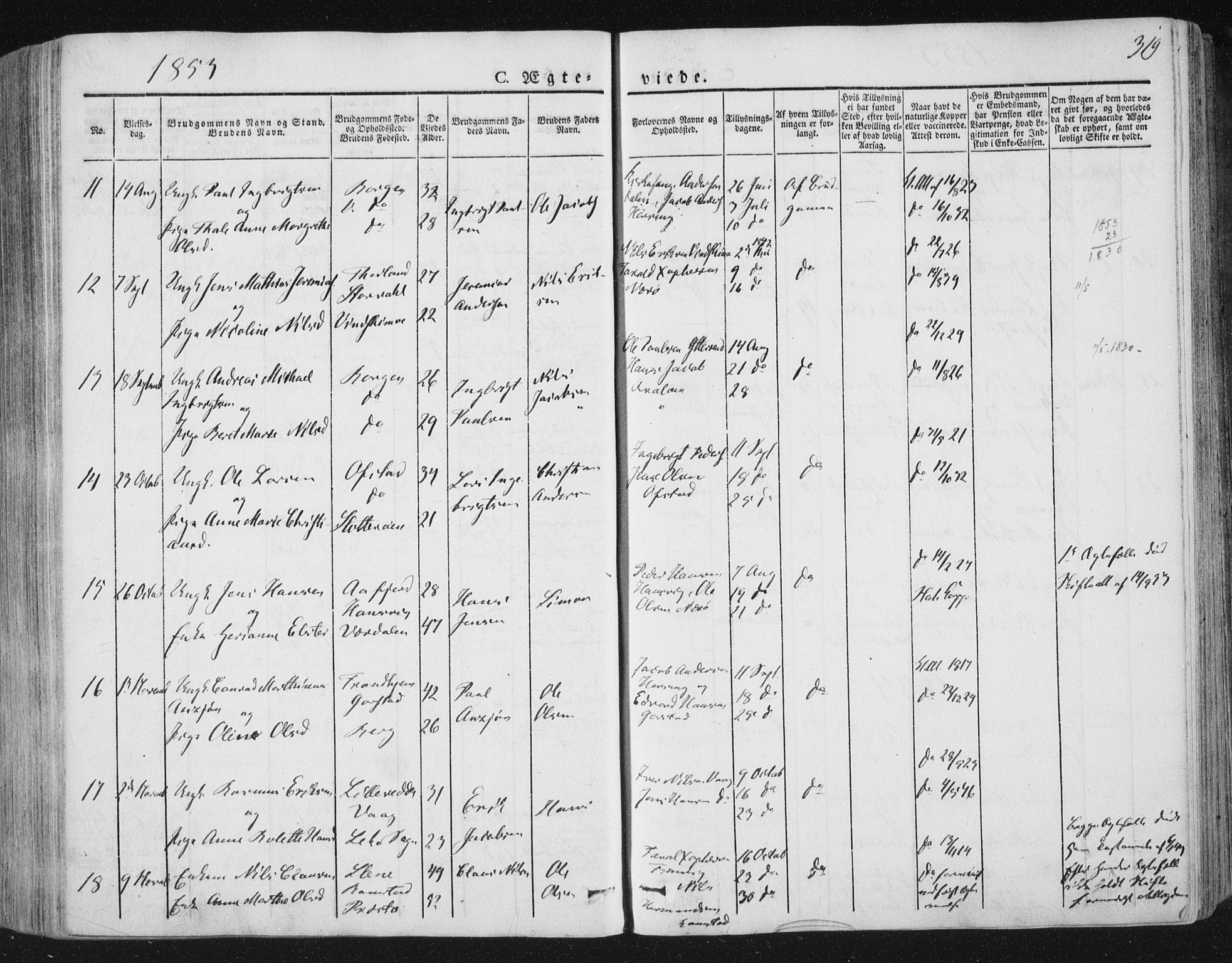 Ministerialprotokoller, klokkerbøker og fødselsregistre - Nord-Trøndelag, AV/SAT-A-1458/784/L0669: Parish register (official) no. 784A04, 1829-1859, p. 319