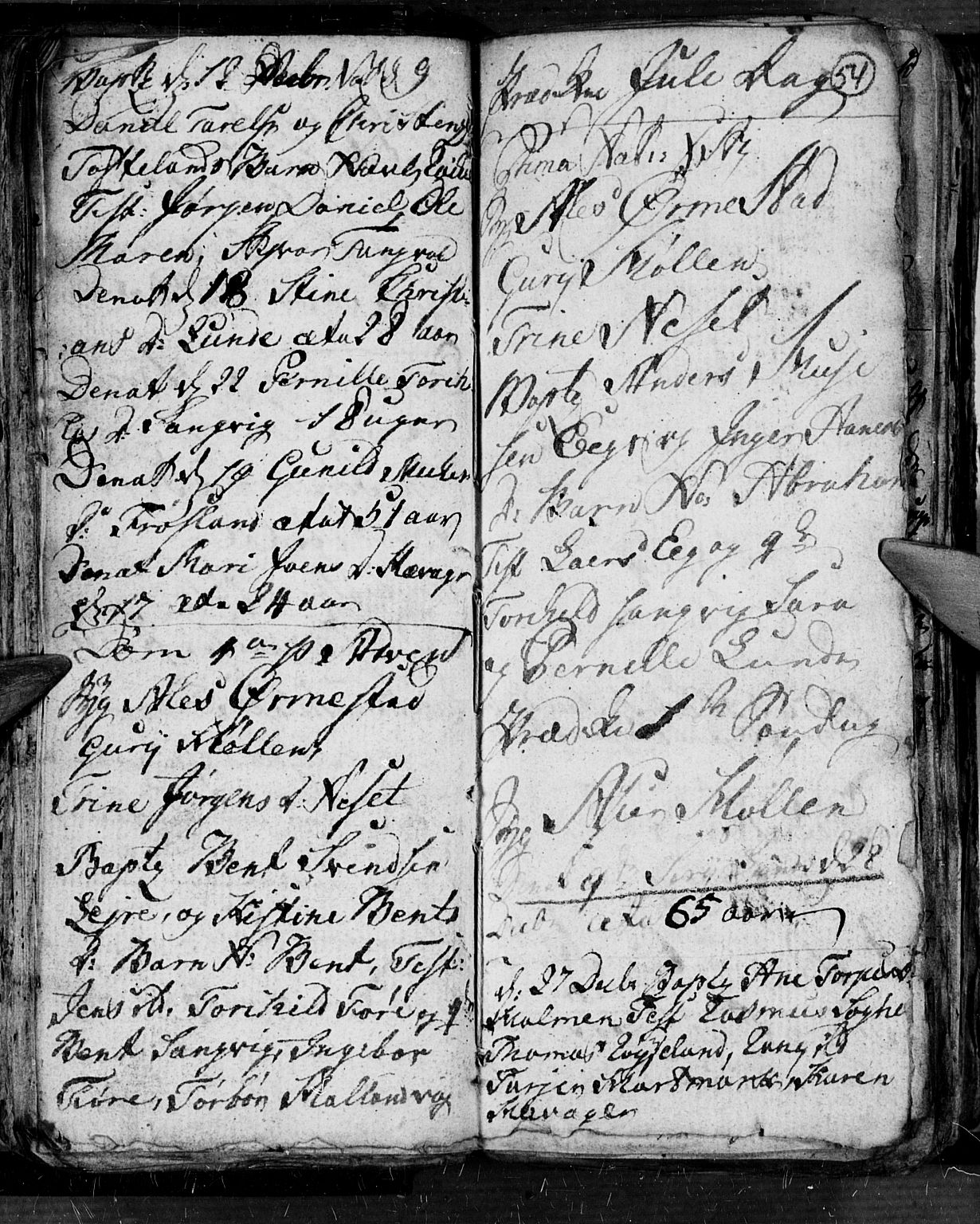 Søgne sokneprestkontor, AV/SAK-1111-0037/F/Fb/Fbb/L0001: Parish register (copy) no. B 1, 1779-1802, p. 54