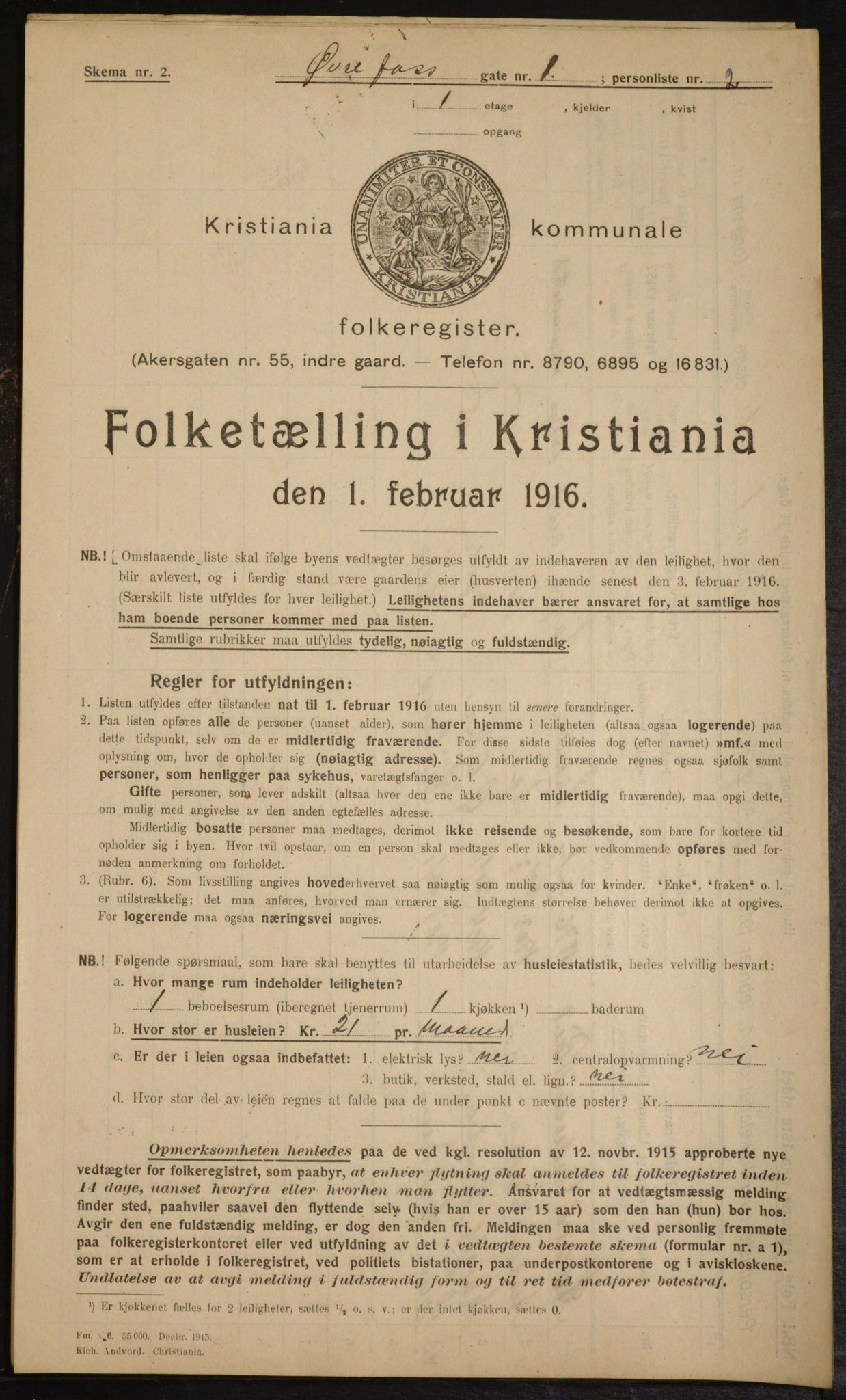 OBA, Municipal Census 1916 for Kristiania, 1916, p. 133202