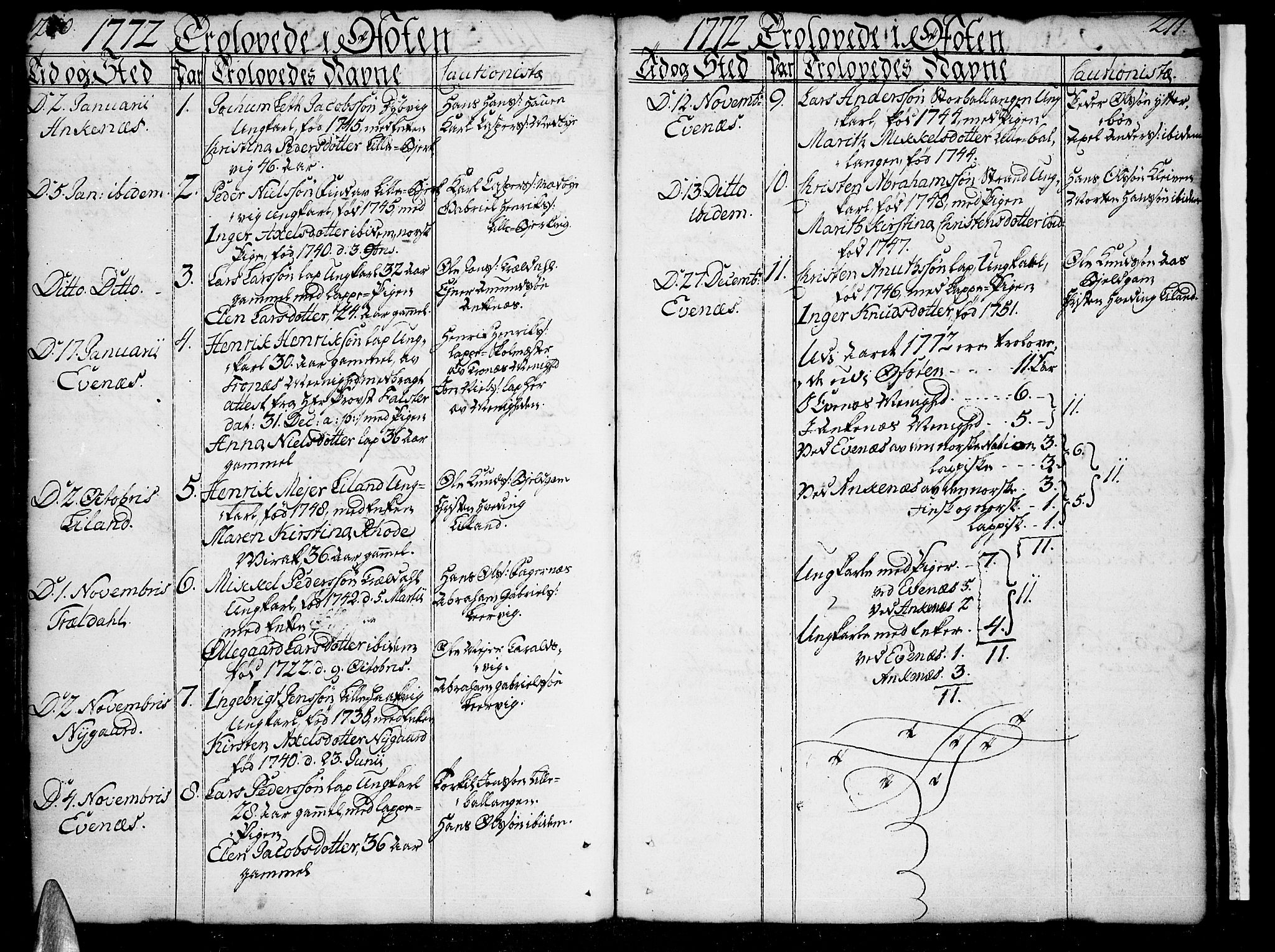 Ministerialprotokoller, klokkerbøker og fødselsregistre - Nordland, SAT/A-1459/863/L0892: Parish register (official) no. 863A04, 1765-1794, p. 210-211