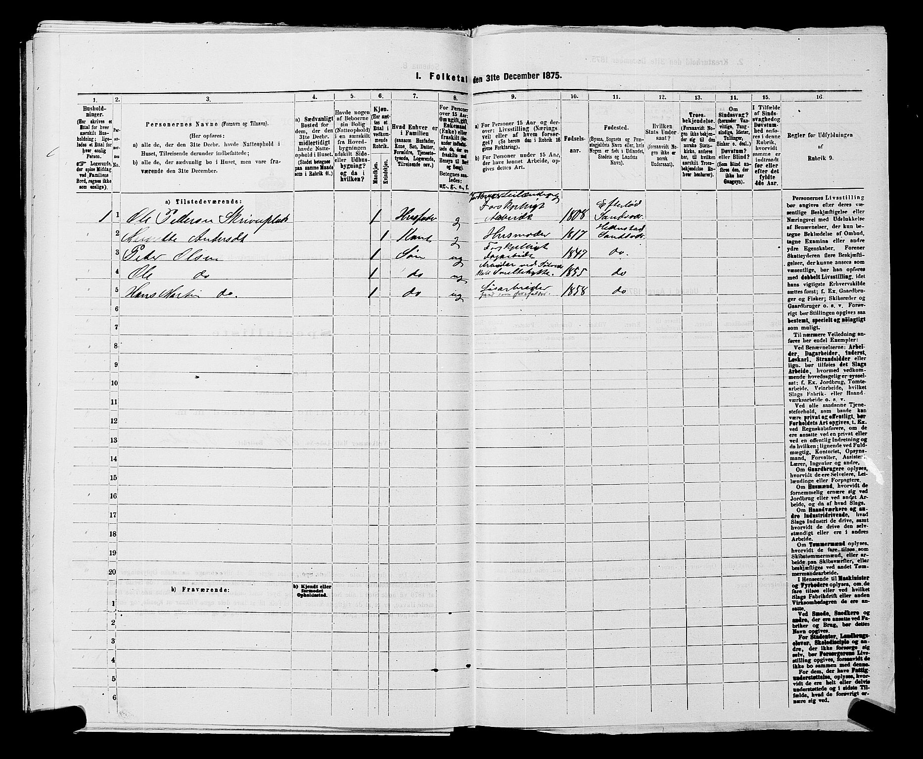 SAKO, 1875 census for 0692L Kongsberg/Kongsberg, 1875, p. 54