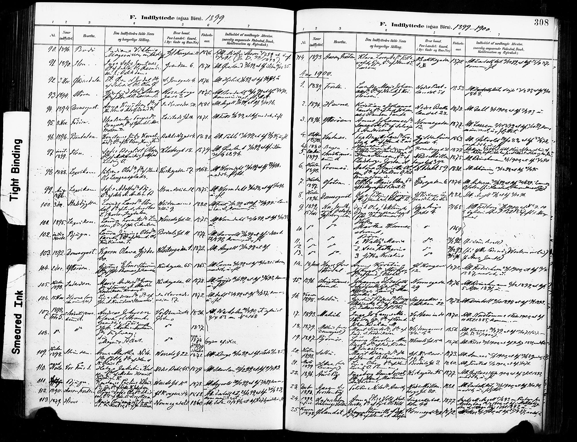 Ministerialprotokoller, klokkerbøker og fødselsregistre - Sør-Trøndelag, SAT/A-1456/604/L0198: Parish register (official) no. 604A19, 1893-1900, p. 308