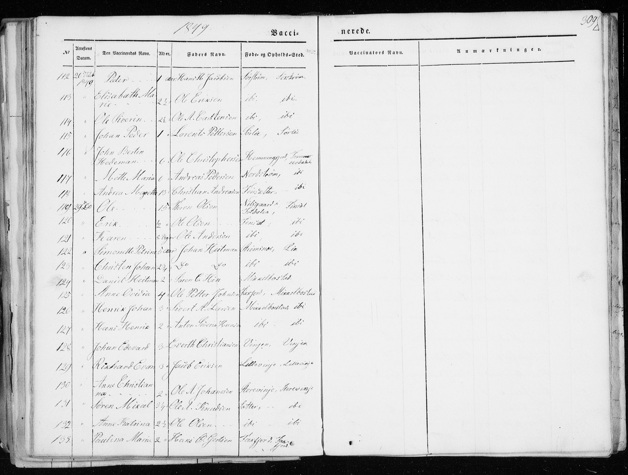 Tranøy sokneprestkontor, AV/SATØ-S-1313/I/Ia/Iaa/L0006kirke: Parish register (official) no. 6, 1844-1855, p. 309