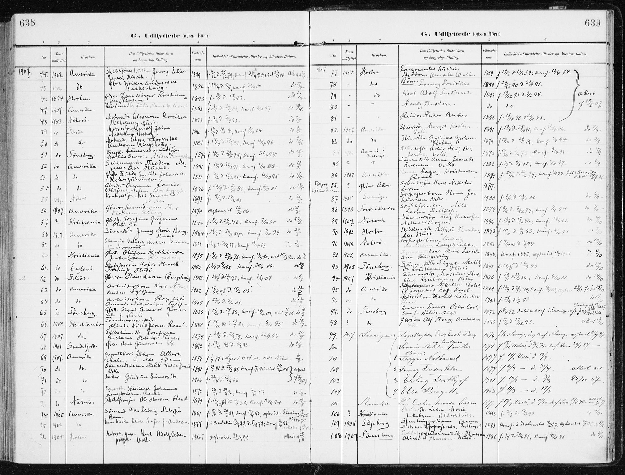 Sem kirkebøker, SAKO/A-5/F/Fb/L0006: Parish register (official) no. II 6, 1905-1918, p. 638-639