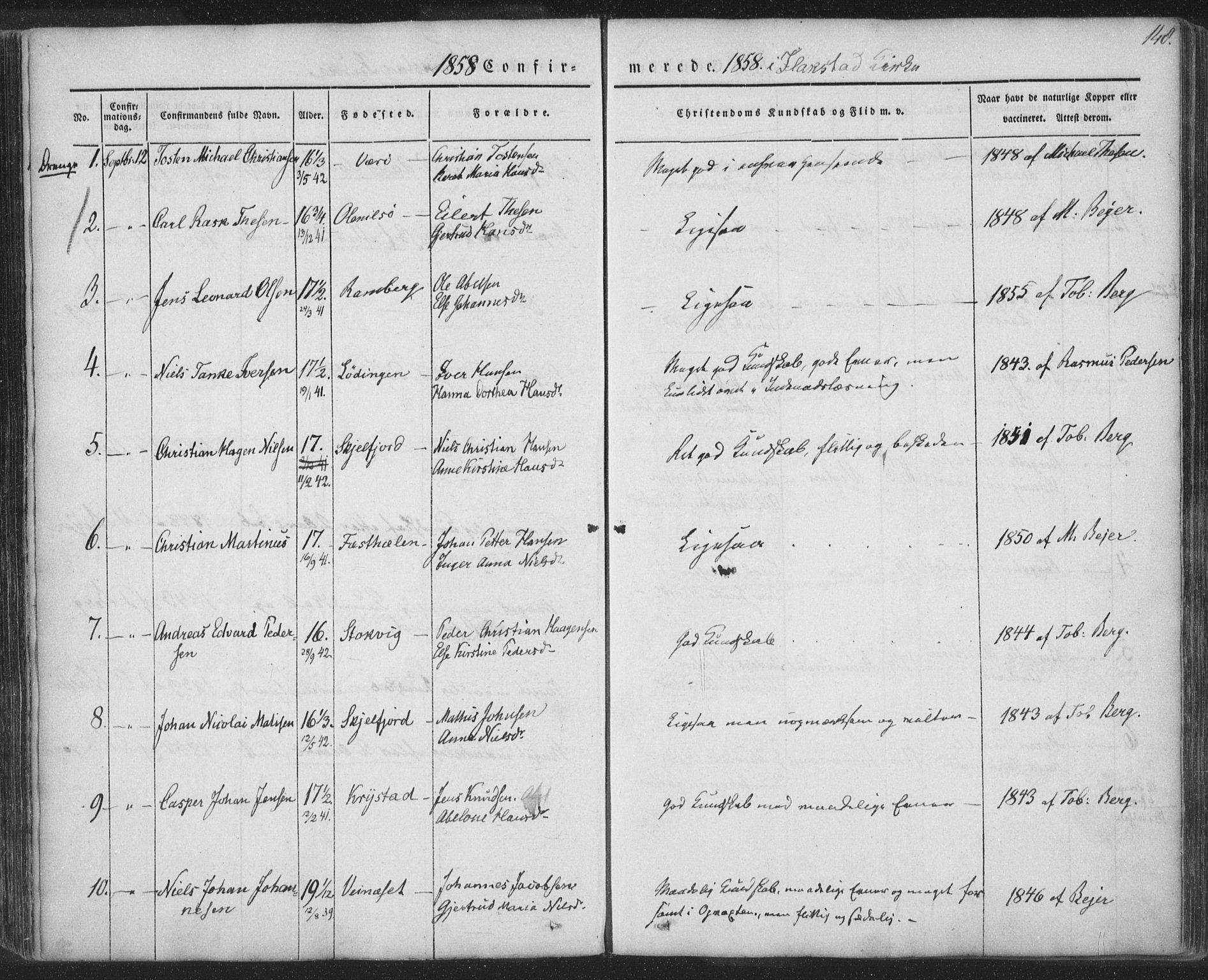 Ministerialprotokoller, klokkerbøker og fødselsregistre - Nordland, AV/SAT-A-1459/885/L1202: Parish register (official) no. 885A03, 1838-1859, p. 148