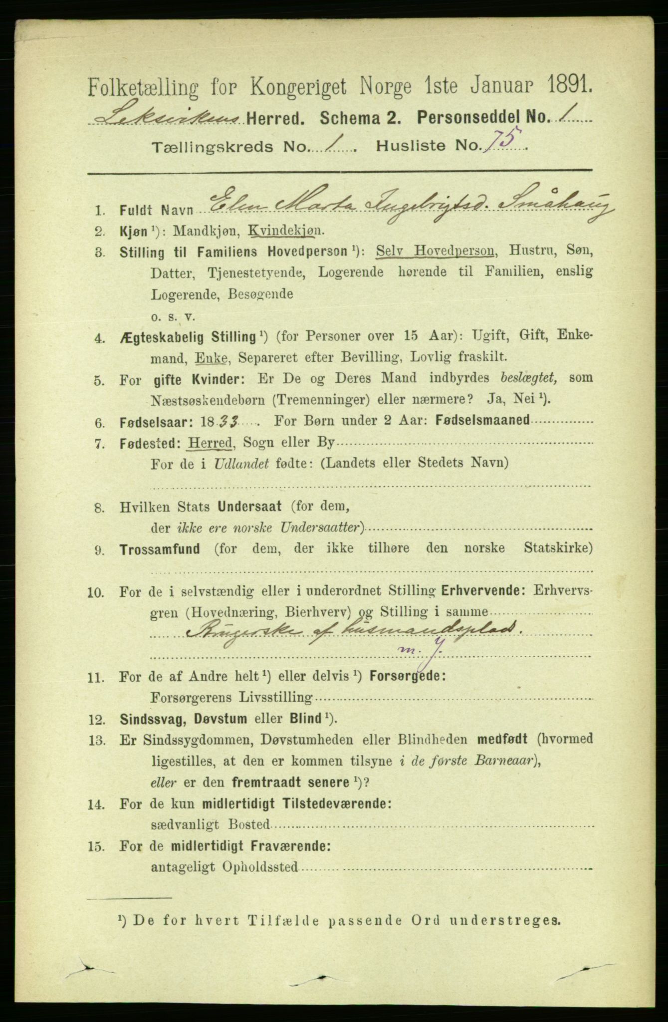 RA, 1891 census for 1718 Leksvik, 1891, p. 566