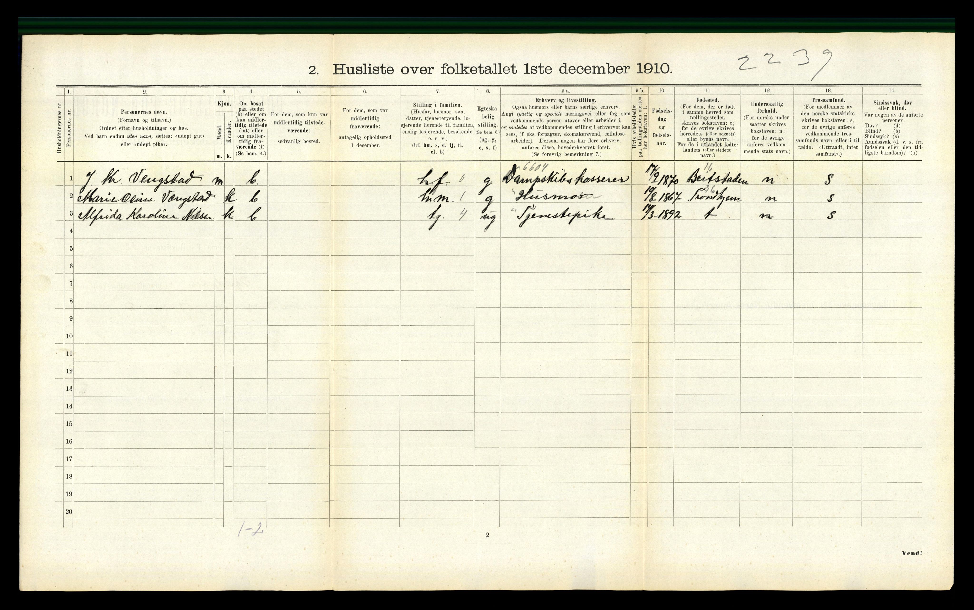 RA, 1910 census for Ogndal, 1910, p. 213