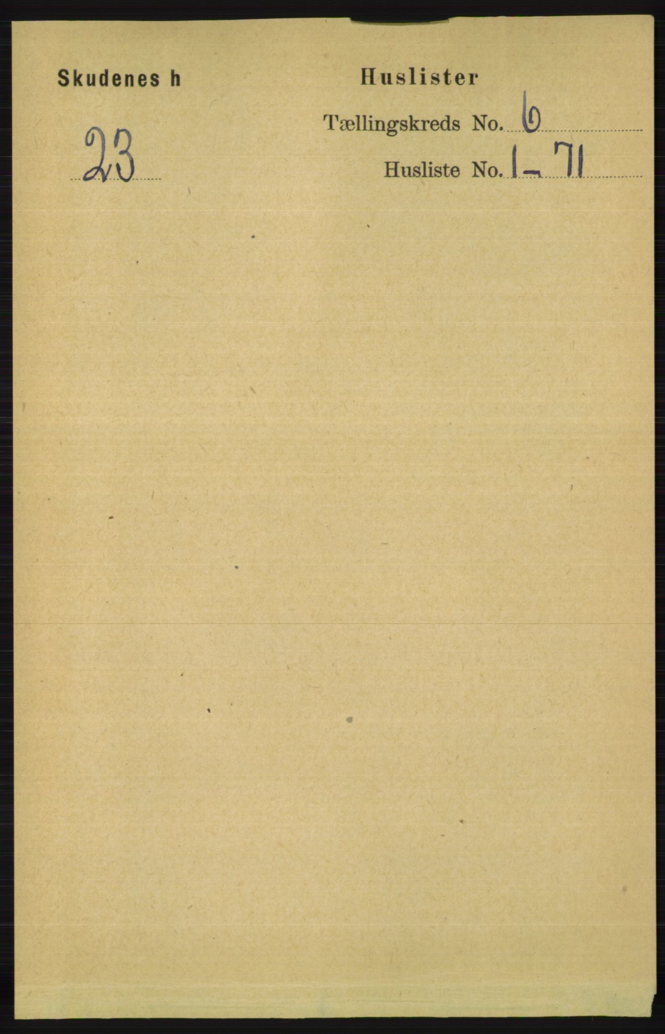 RA, 1891 census for 1150 Skudenes, 1891, p. 2909