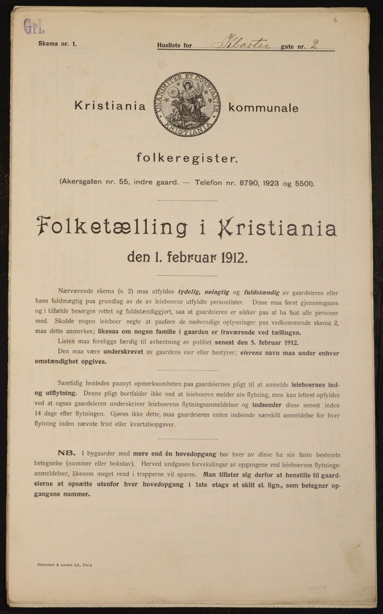 OBA, Municipal Census 1912 for Kristiania, 1912, p. 52308