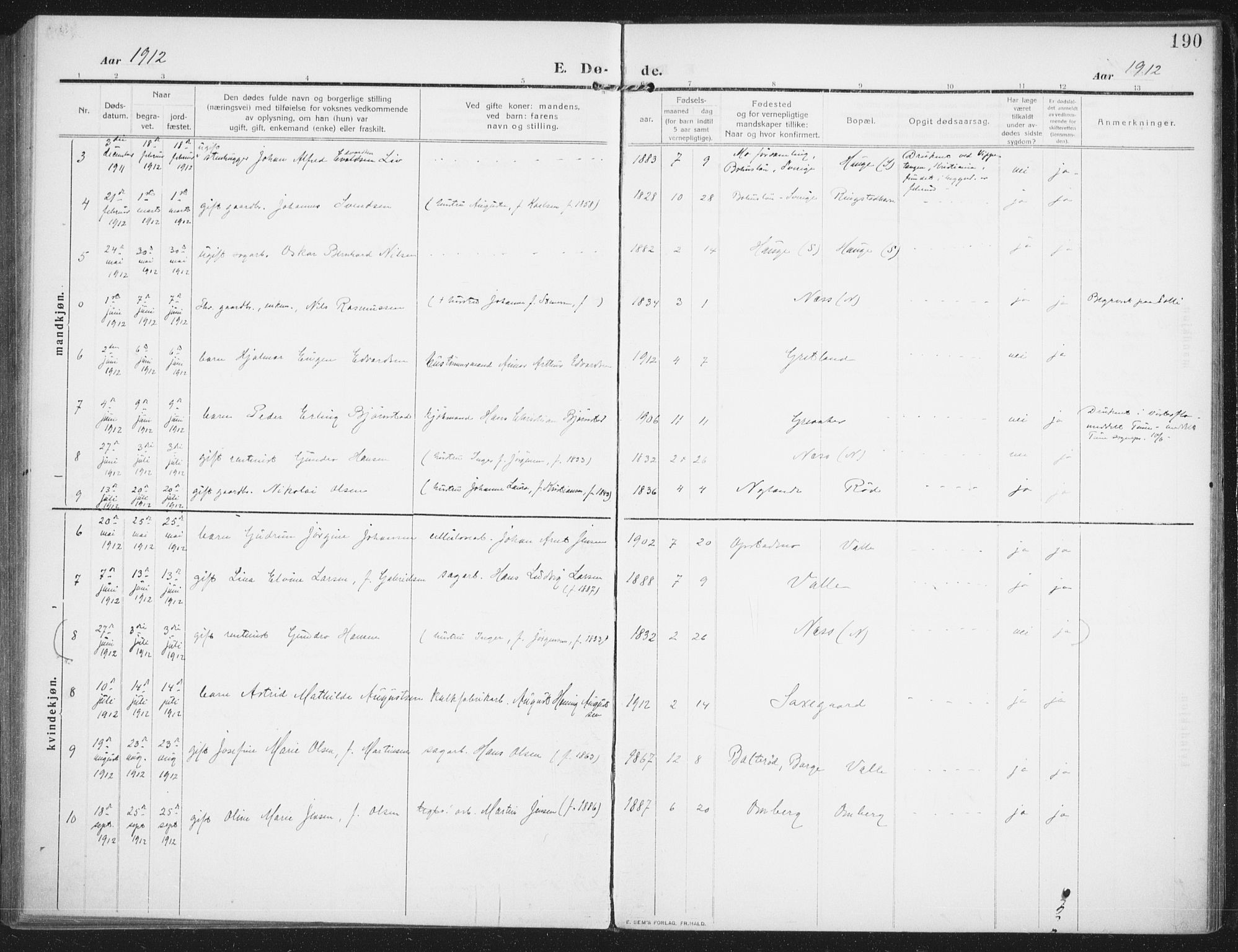 Rolvsøy prestekontor Kirkebøker, SAO/A-2004/F/Fa/L0002: Parish register (official) no. 2, 1909-1917, p. 191