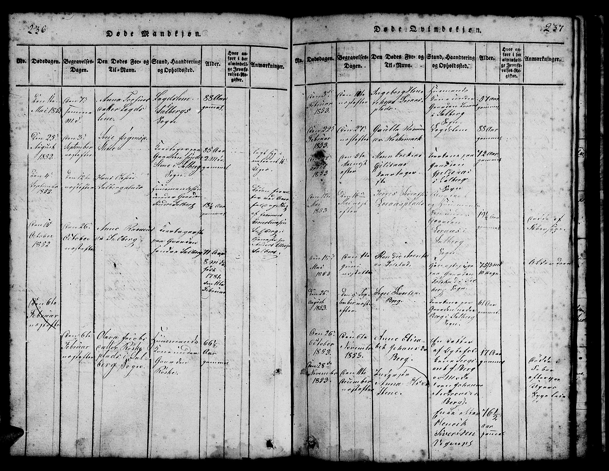 Ministerialprotokoller, klokkerbøker og fødselsregistre - Nord-Trøndelag, SAT/A-1458/731/L0310: Parish register (copy) no. 731C01, 1816-1874, p. 236-237
