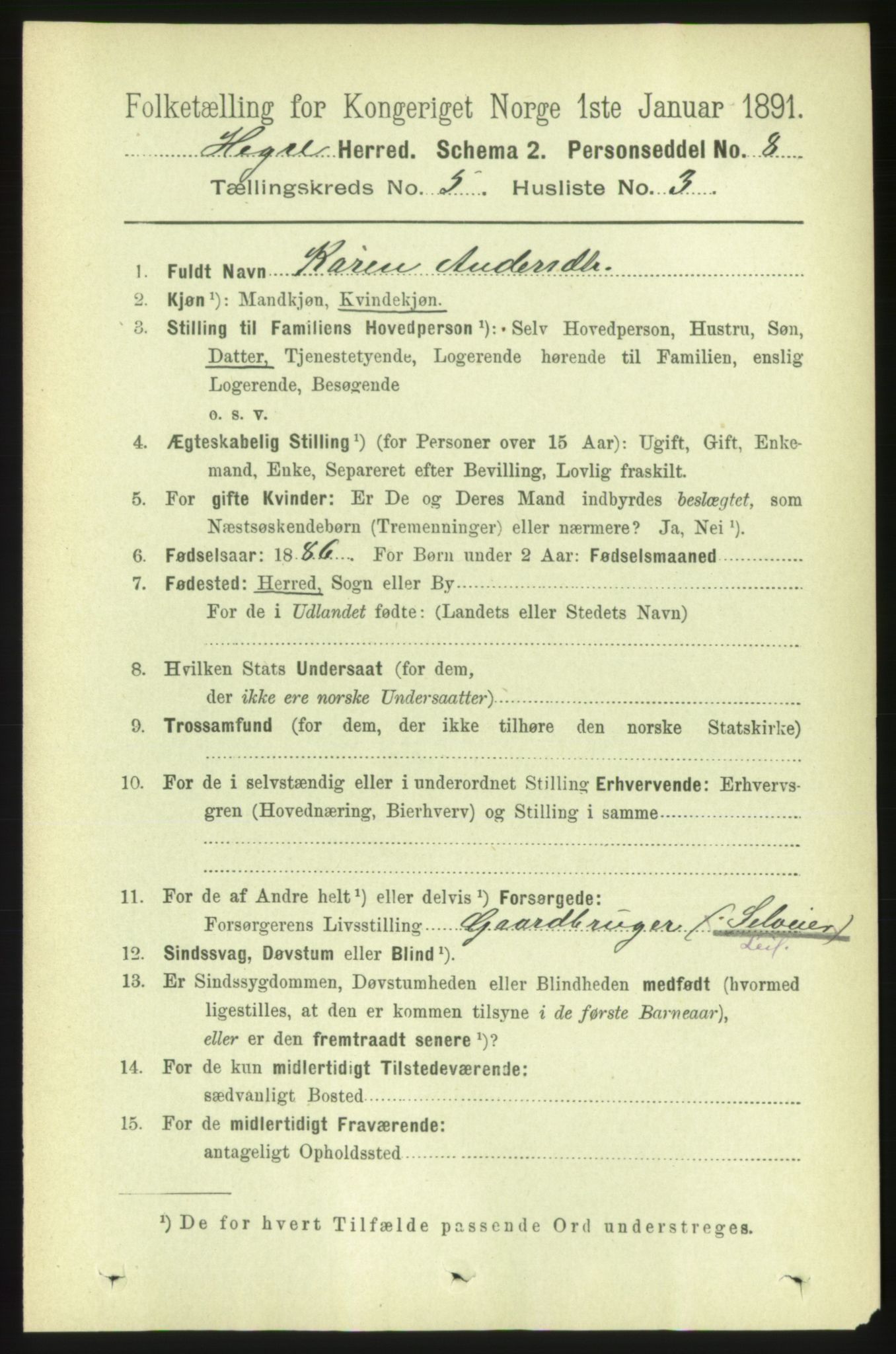 RA, 1891 census for 1712 Hegra, 1891, p. 2028