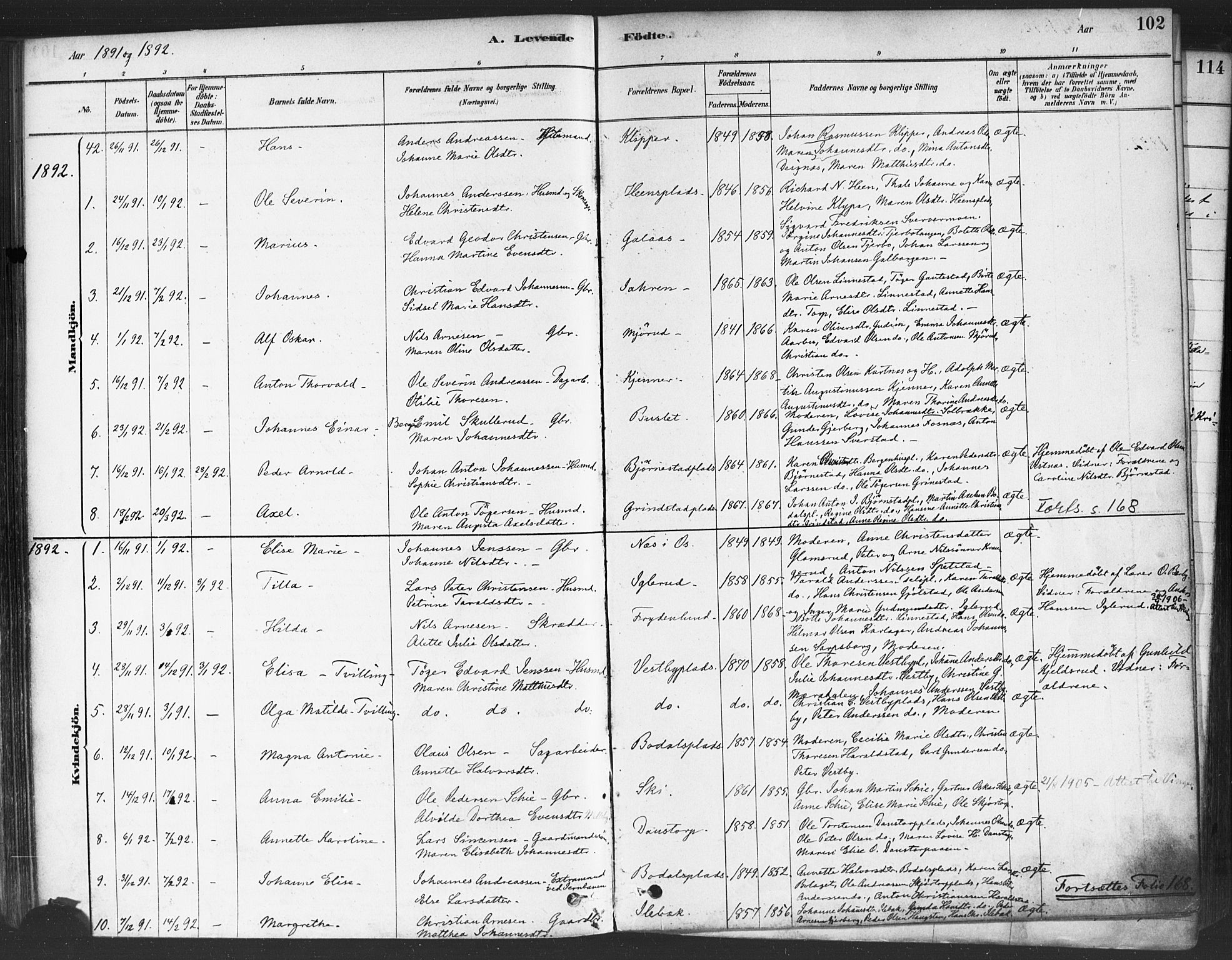 Rakkestad prestekontor Kirkebøker, AV/SAO-A-2008/F/Fa/L0012: Parish register (official) no. I 12, 1878-1893, p. 102