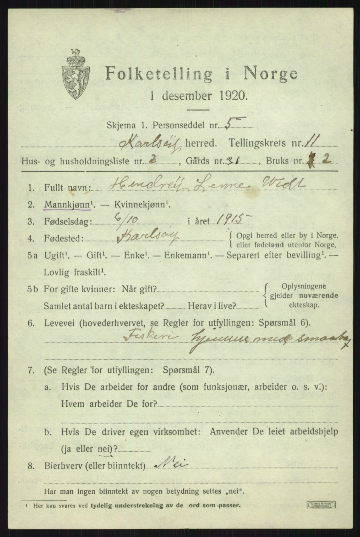 SATØ, 1920 census for Karlsøy, 1920, p. 4004