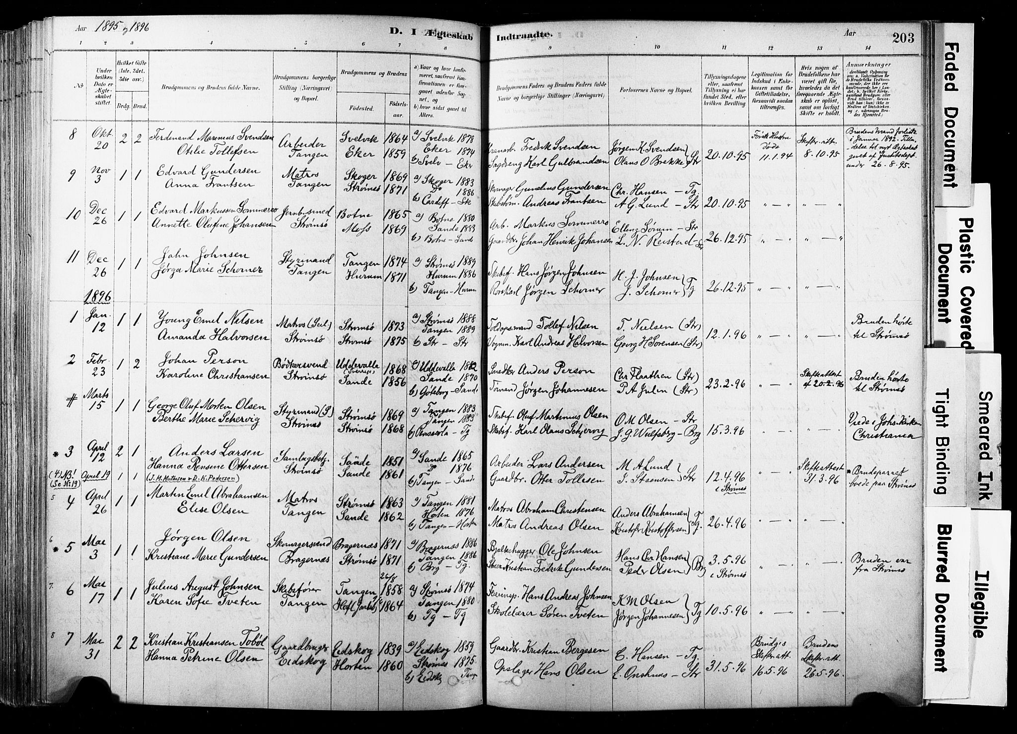 Strømsø kirkebøker, SAKO/A-246/F/Fb/L0006: Parish register (official) no. II 6, 1879-1910, p. 203