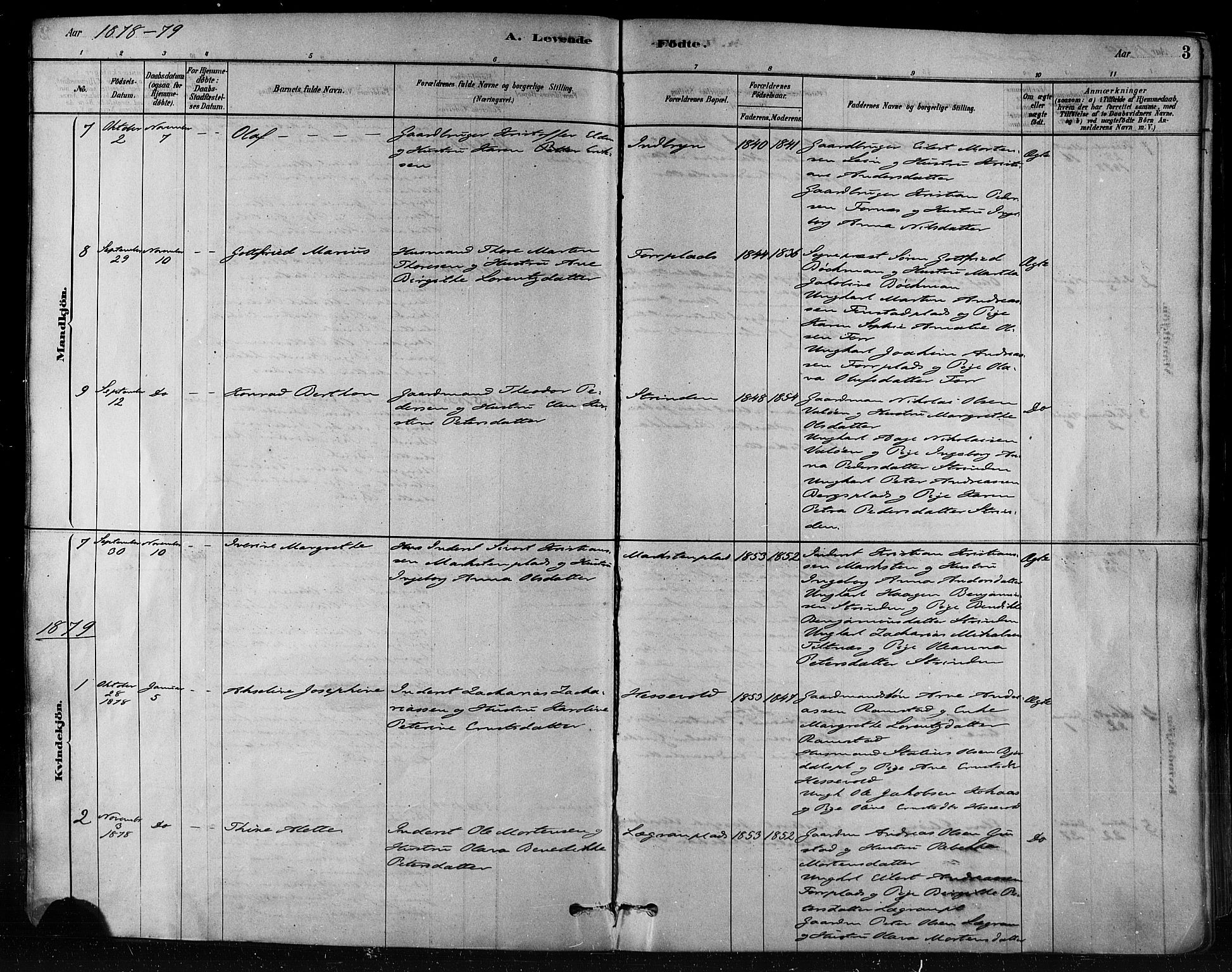 Ministerialprotokoller, klokkerbøker og fødselsregistre - Nord-Trøndelag, SAT/A-1458/746/L0448: Parish register (official) no. 746A07 /1, 1878-1900, p. 3