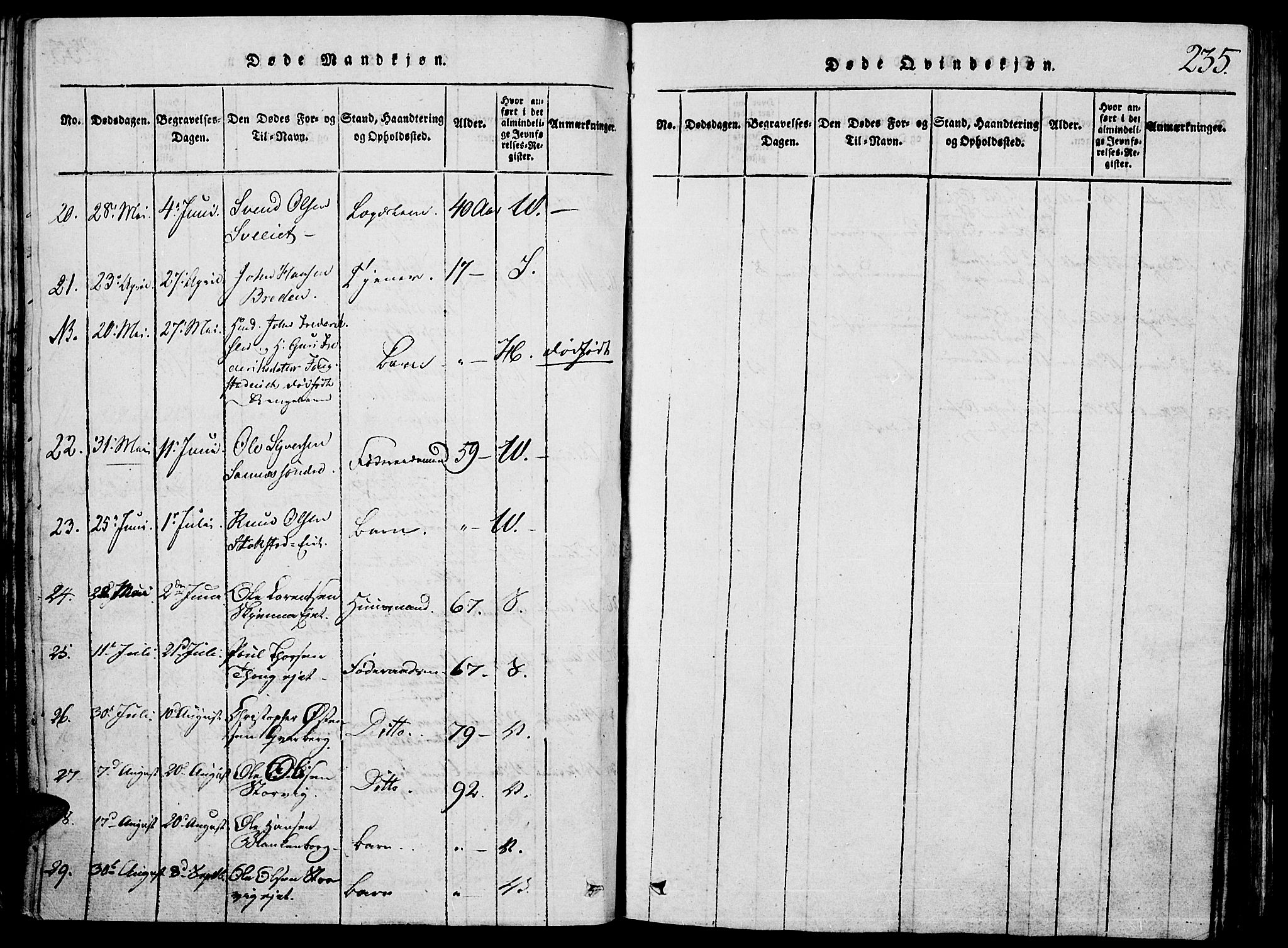 Vågå prestekontor, AV/SAH-PREST-076/H/Ha/Hab/L0001: Parish register (copy) no. 1, 1815-1827, p. 234-235