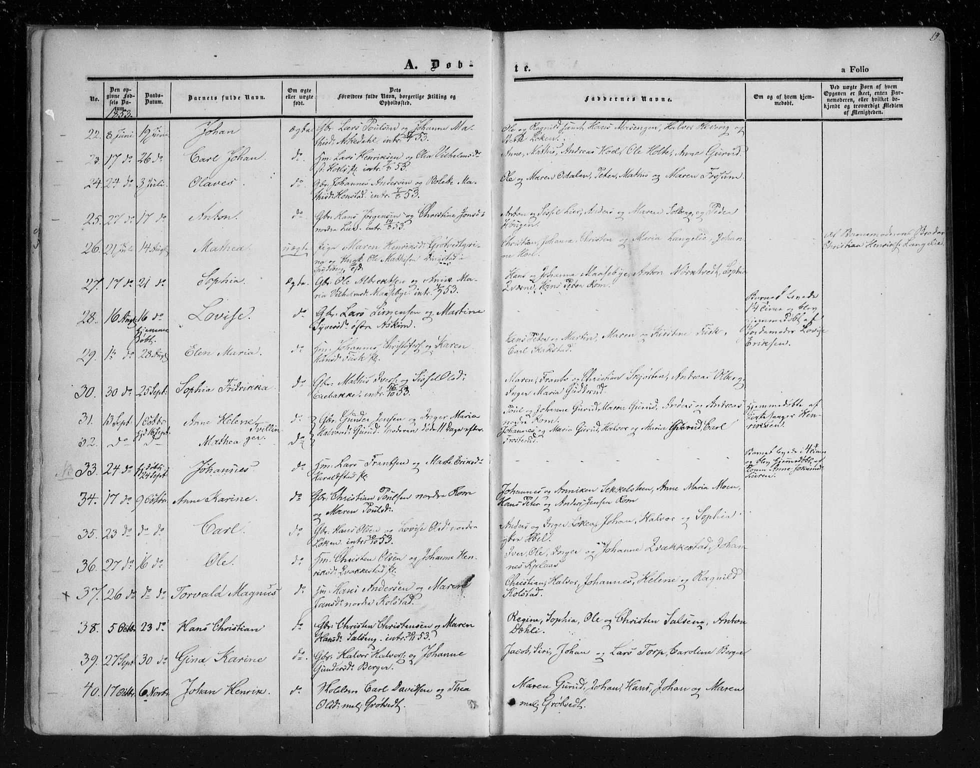 Askim prestekontor Kirkebøker, SAO/A-10900/F/Fa/L0005: Parish register (official) no. 5, 1847-1879, p. 19