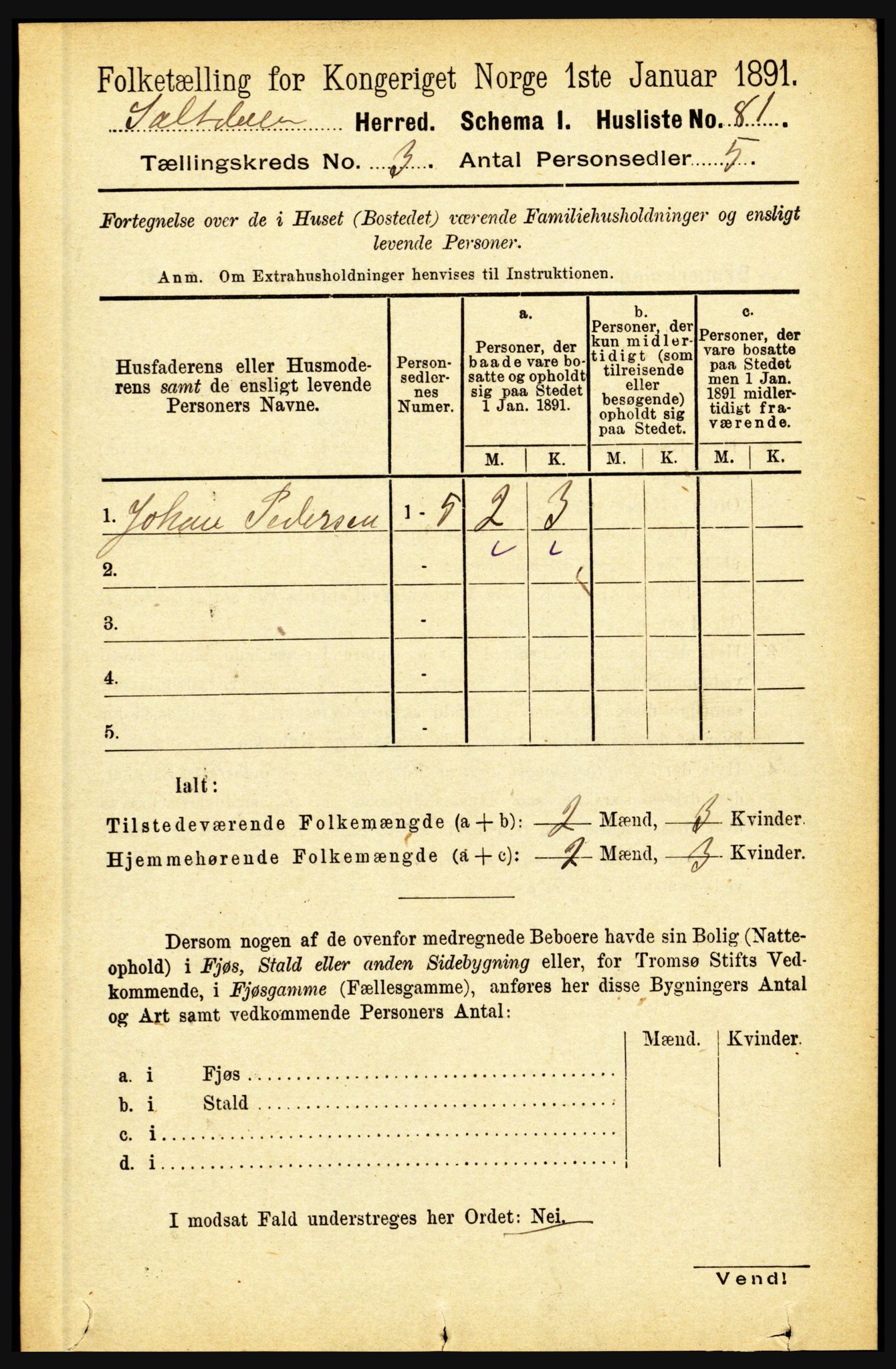 RA, 1891 census for 1840 Saltdal, 1891, p. 1651