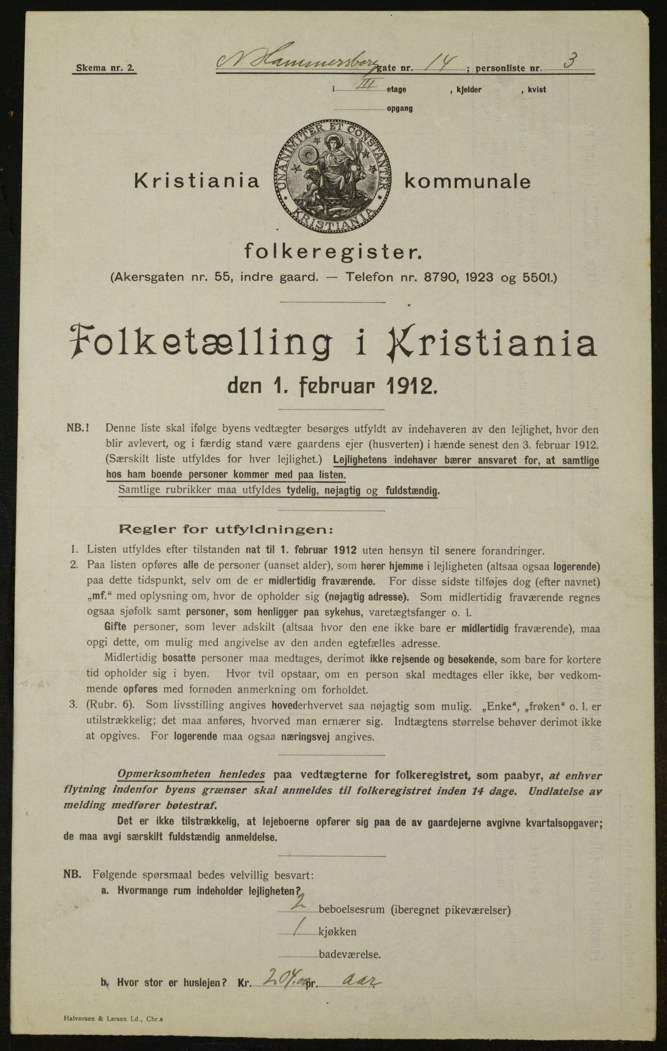 OBA, Municipal Census 1912 for Kristiania, 1912, p. 70010