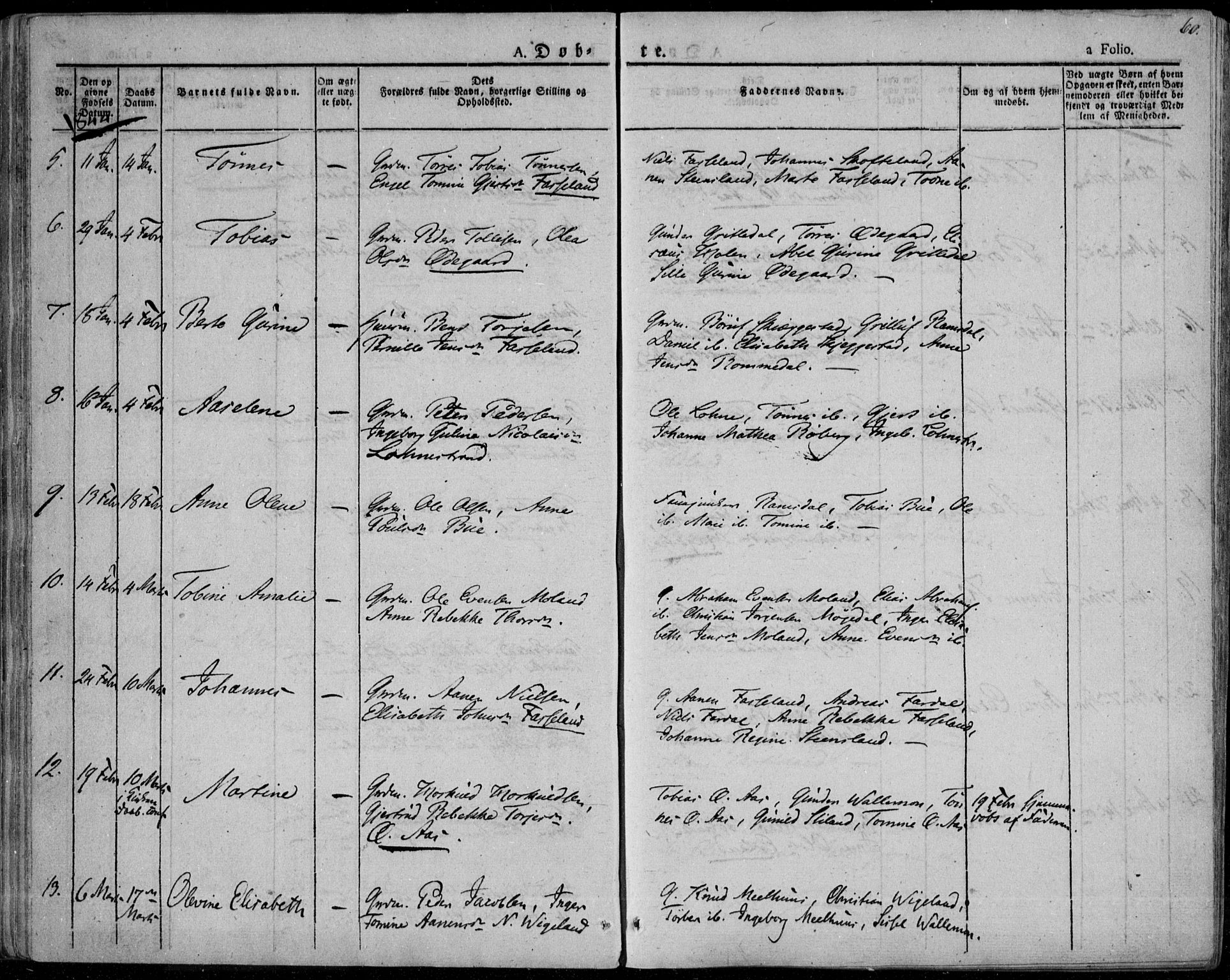 Sør-Audnedal sokneprestkontor, AV/SAK-1111-0039/F/Fa/Fab/L0006: Parish register (official) no. A 6, 1829-1855, p. 60