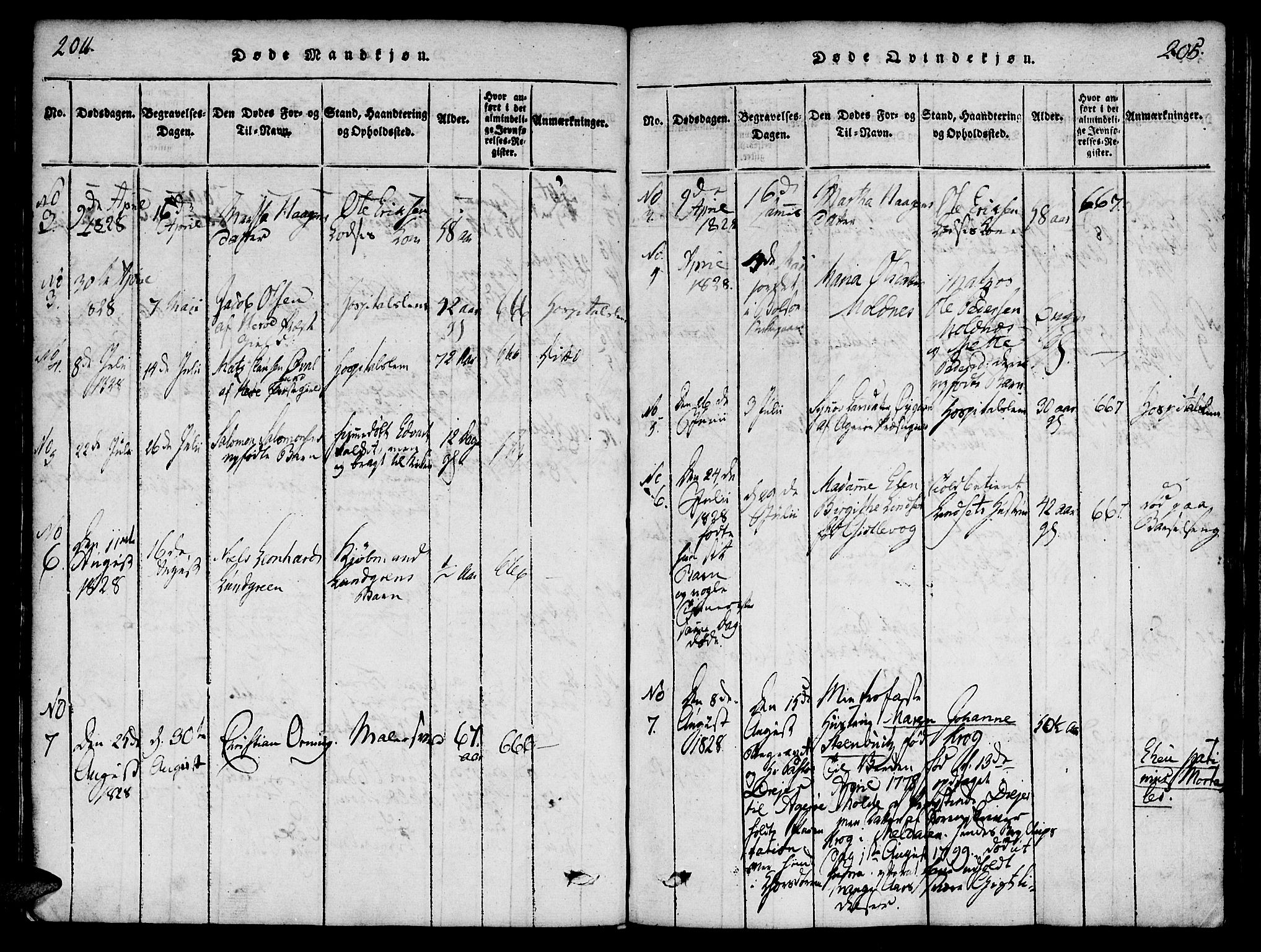 Ministerialprotokoller, klokkerbøker og fødselsregistre - Møre og Romsdal, SAT/A-1454/558/L0688: Parish register (official) no. 558A02, 1818-1843, p. 204-205