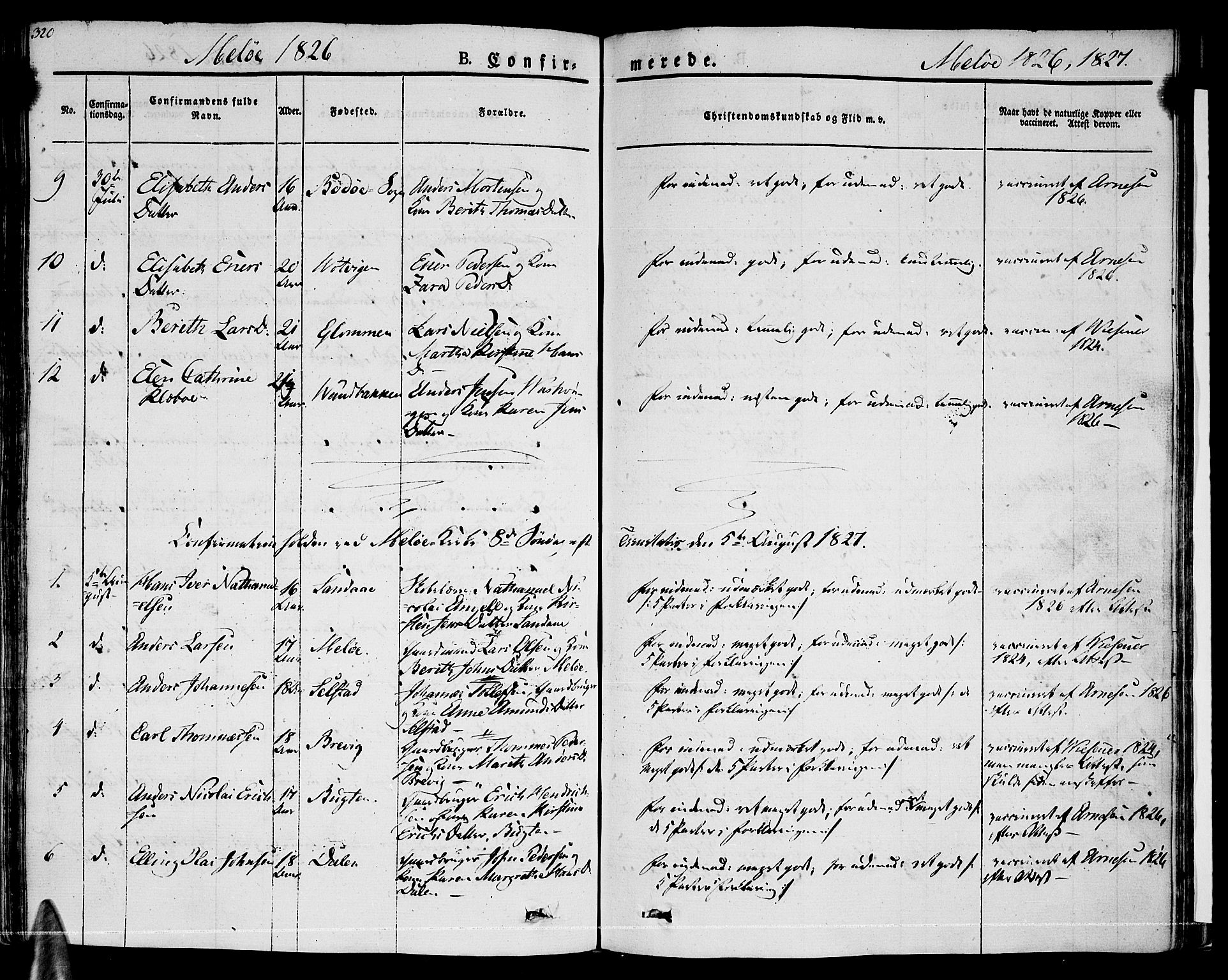 Ministerialprotokoller, klokkerbøker og fødselsregistre - Nordland, AV/SAT-A-1459/841/L0598: Parish register (official) no. 841A06 /2, 1825-1844, p. 320