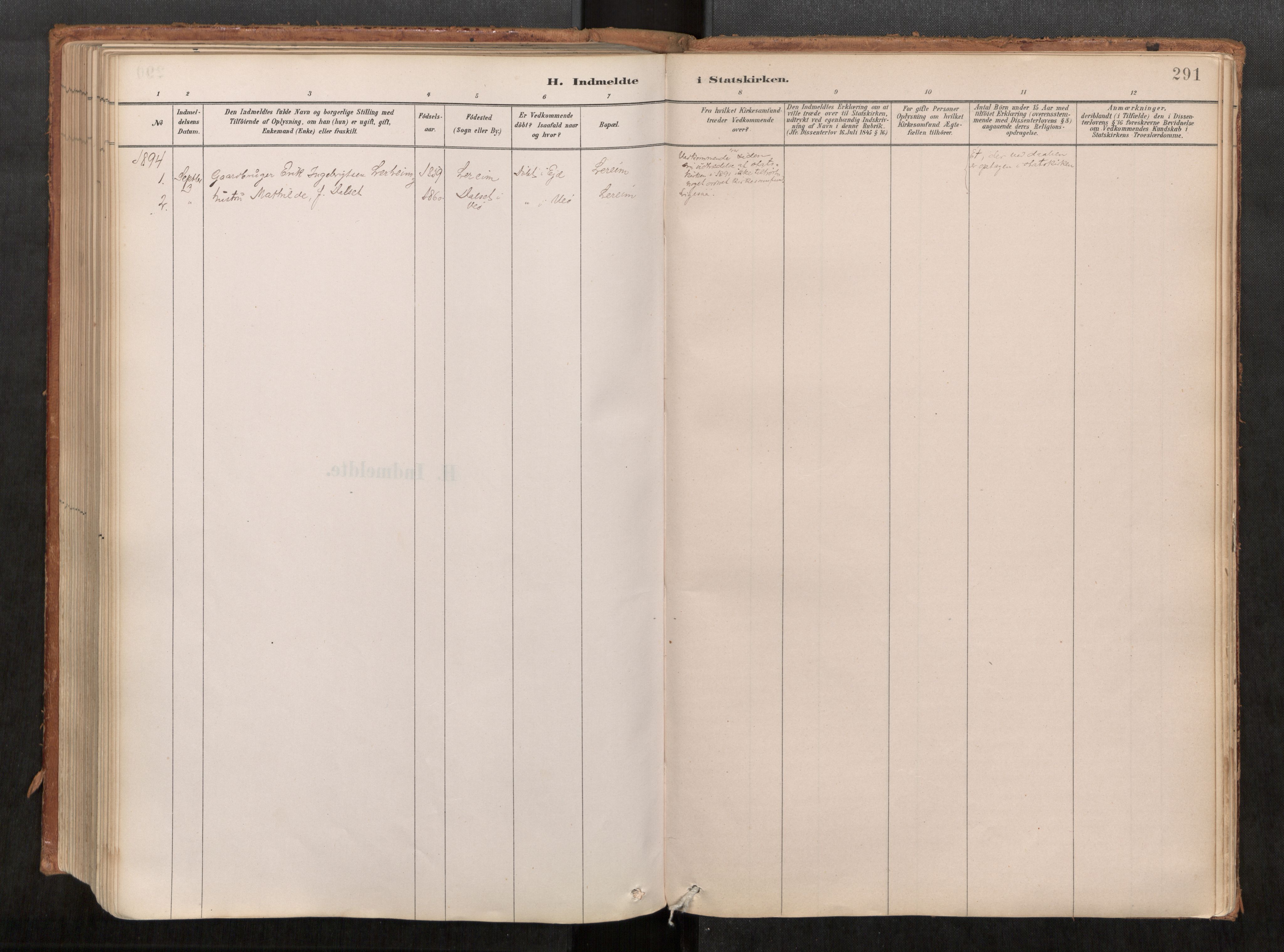 Ministerialprotokoller, klokkerbøker og fødselsregistre - Møre og Romsdal, AV/SAT-A-1454/542/L0553: Parish register (official) no. 542A03, 1885-1925, p. 291