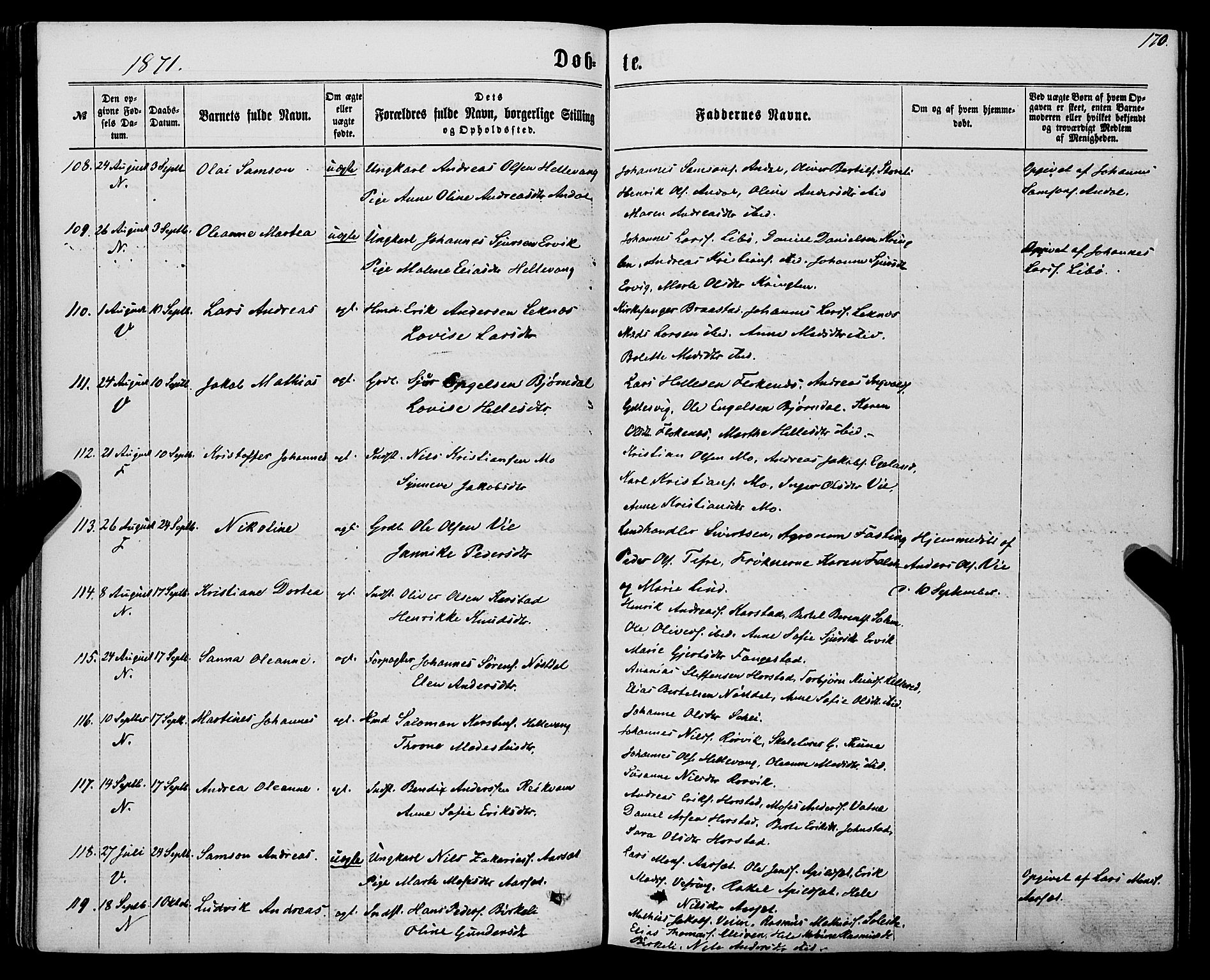 Førde sokneprestembete, SAB/A-79901/H/Haa/Haaa/L0009: Parish register (official) no. A 9, 1861-1877, p. 170