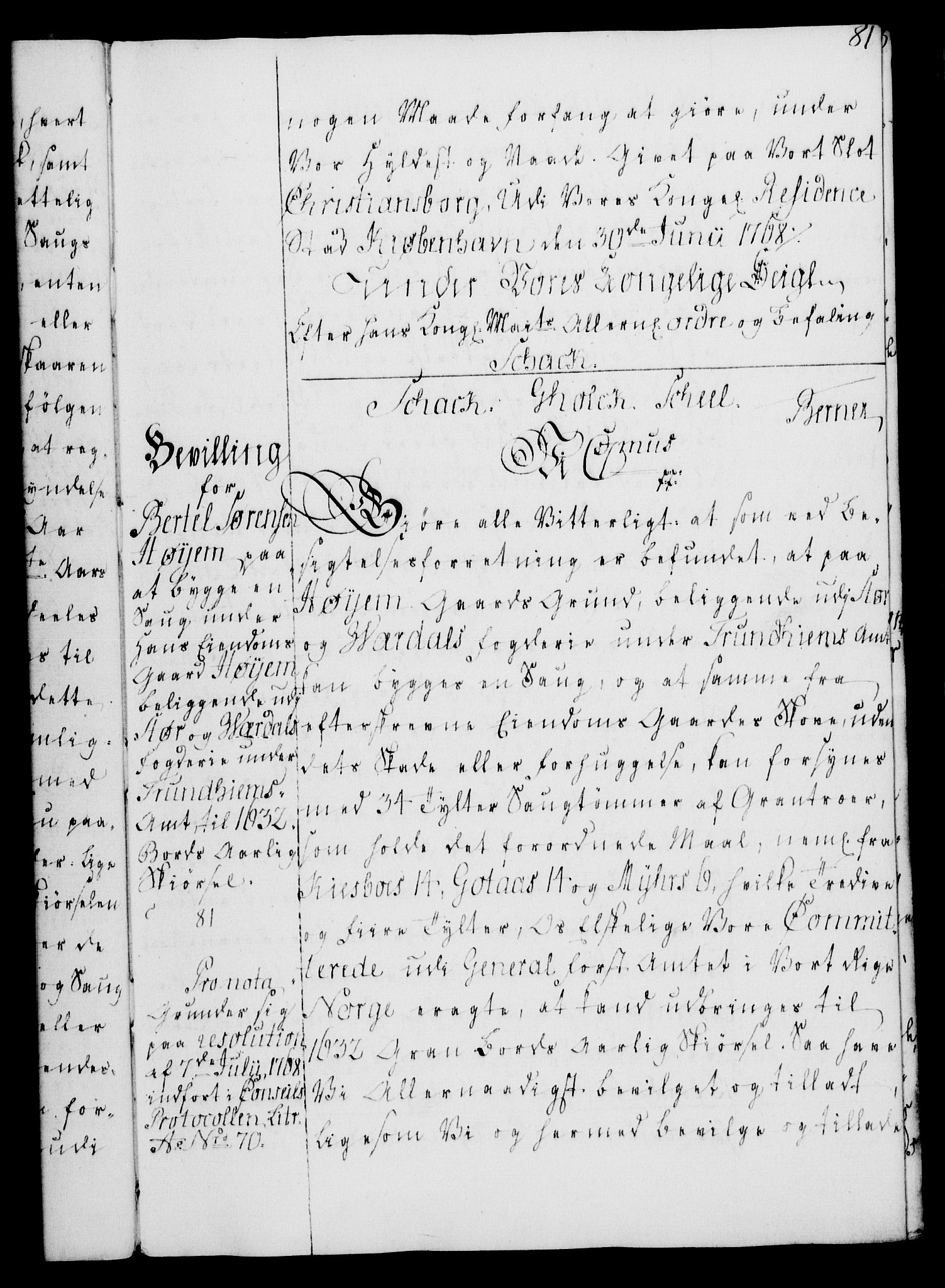 Rentekammeret, Kammerkanselliet, RA/EA-3111/G/Gg/Gga/L0008: Norsk ekspedisjonsprotokoll med register (merket RK 53.8), 1768-1771, p. 81